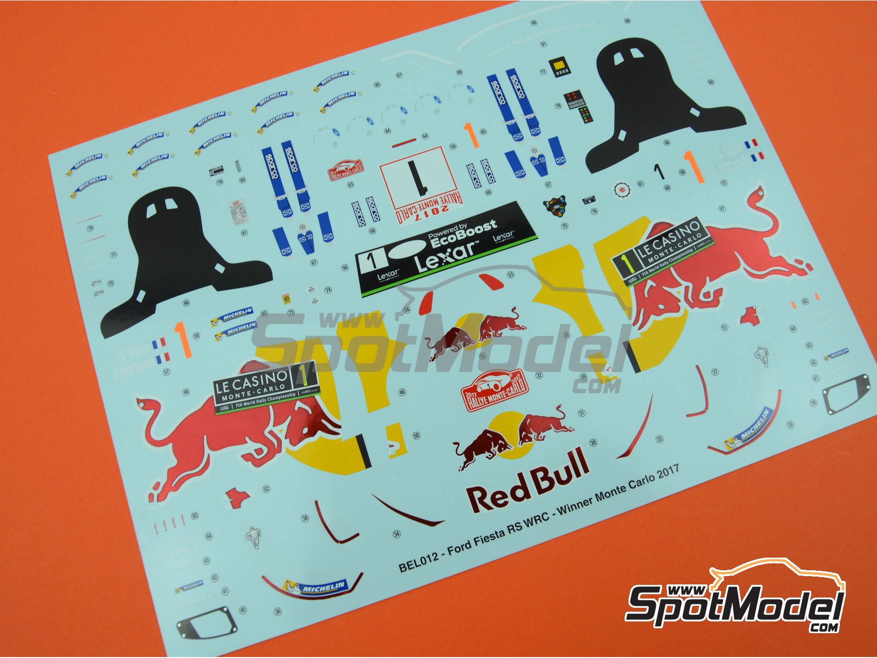 Image 24: Ford Fiesta RS WRC Castrol - Montecarlo Rally - Rallye Automobile de Monte-Carlo 2017 | Model car kit in 1/24 scale manufactured by Belkits (ref.&nbsp;BEL012, also BEL-012)