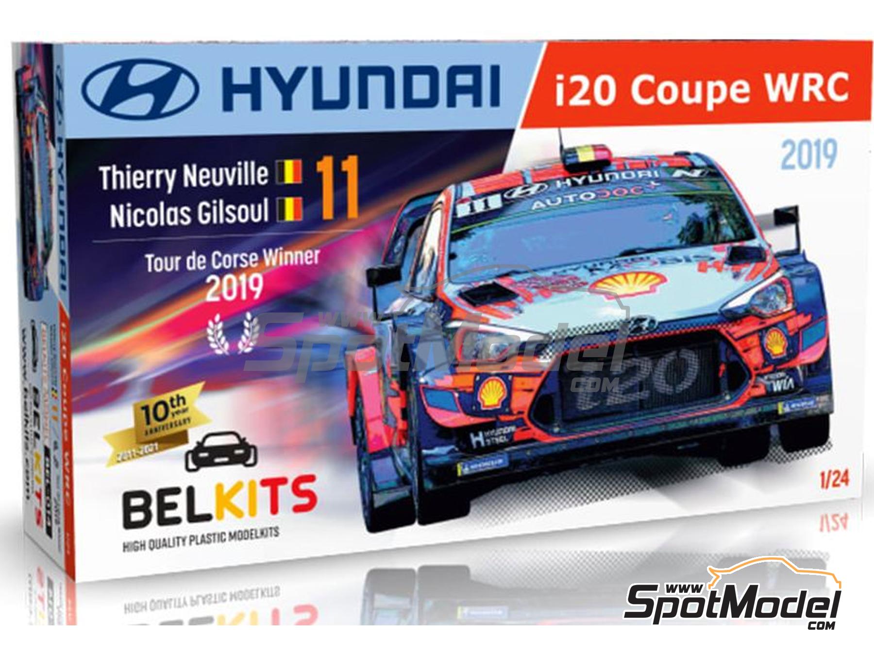 Image 1: Hyundai i20 Coupe WRC Hyundai Shell Mobis WRT Team sponsored by Shell - Corsica Linea Tour de Corse - Rallye de France 2019 | Car scale model kit in 1/24 scale manufactured by Belkits (ref.&nbsp;BEL014, also 9791038013339 and BEL-014)