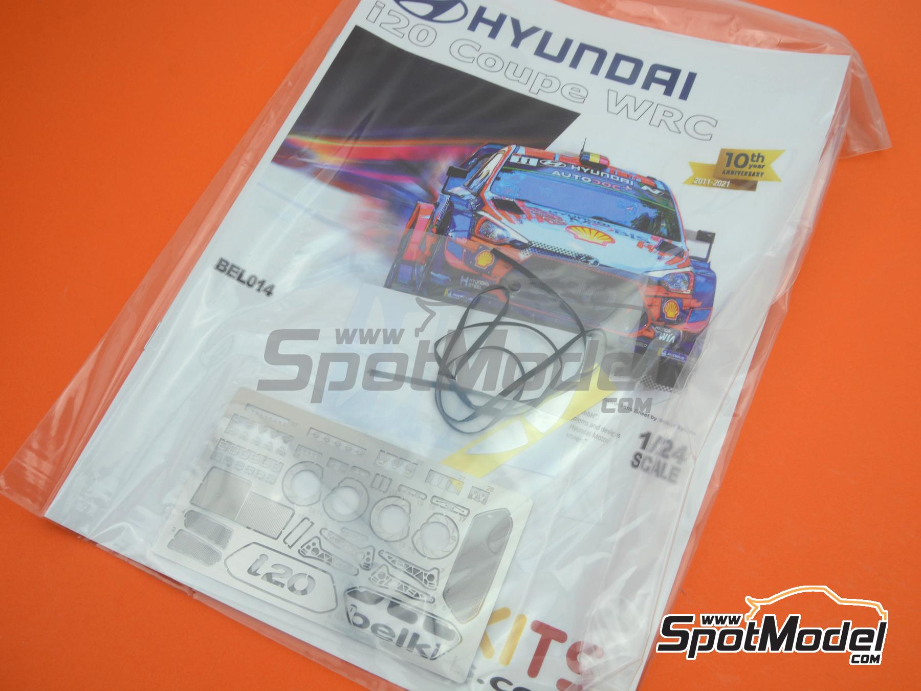 Image 31: Hyundai i20 Coupe WRC Hyundai Shell Mobis WRT Team sponsored by Shell - Corsica Linea Tour de Corse - Rallye de France 2019 | Car scale model kit in 1/24 scale manufactured by Belkits (ref.&nbsp;BEL014, also 9791038013339 and BEL-014)