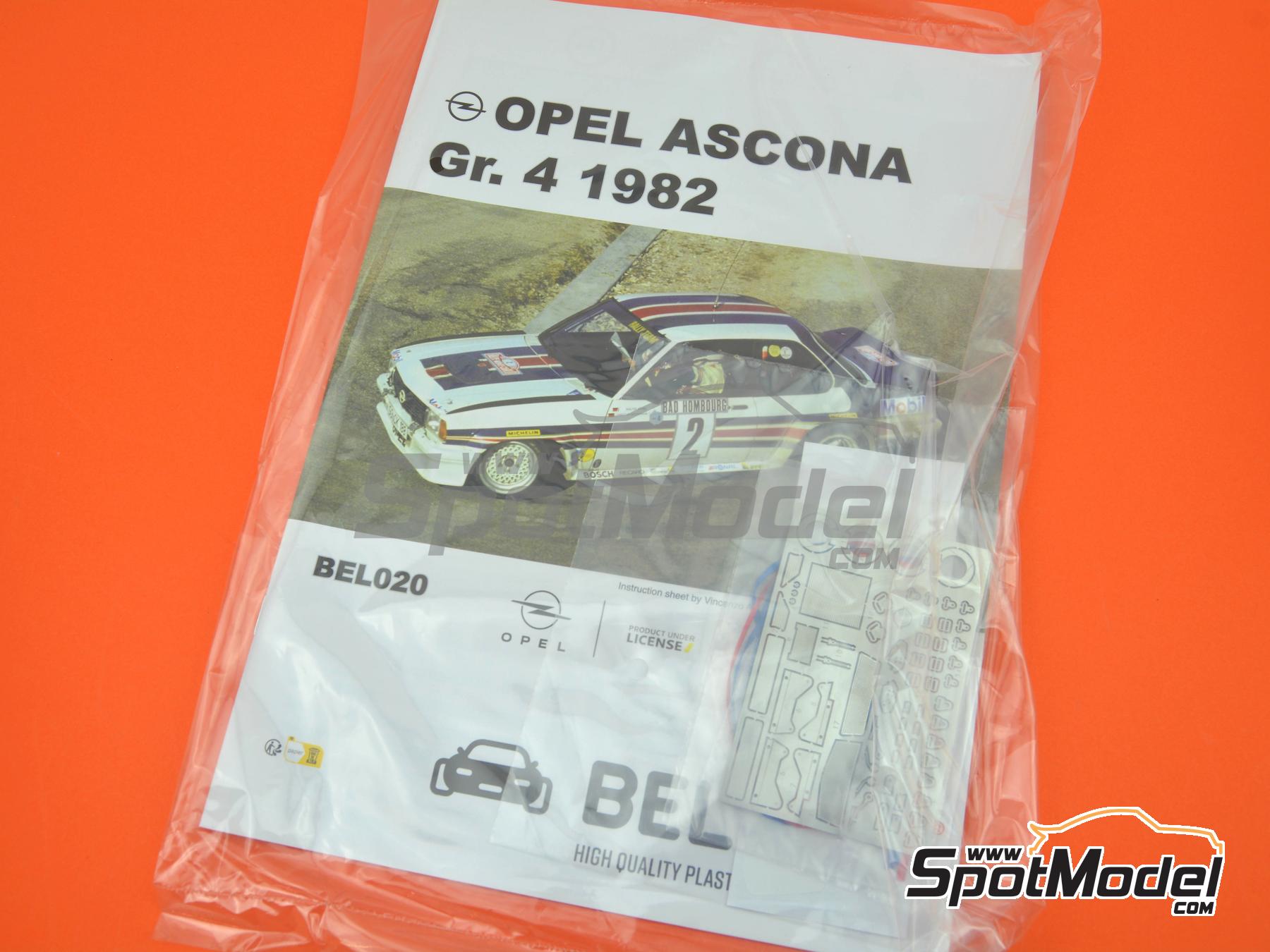 Image 15: Opel Ascona 400 Rothmans Opel Rally Team sponsored by Mobil - Monte Carlo Rally - Rallye Automobile de Monte-Carlo 1982 | Car scale model kit in 1/24 scale manufactured by Belkits (ref.&nbsp;BEL020, also 4545782089295 and BEL-020)
