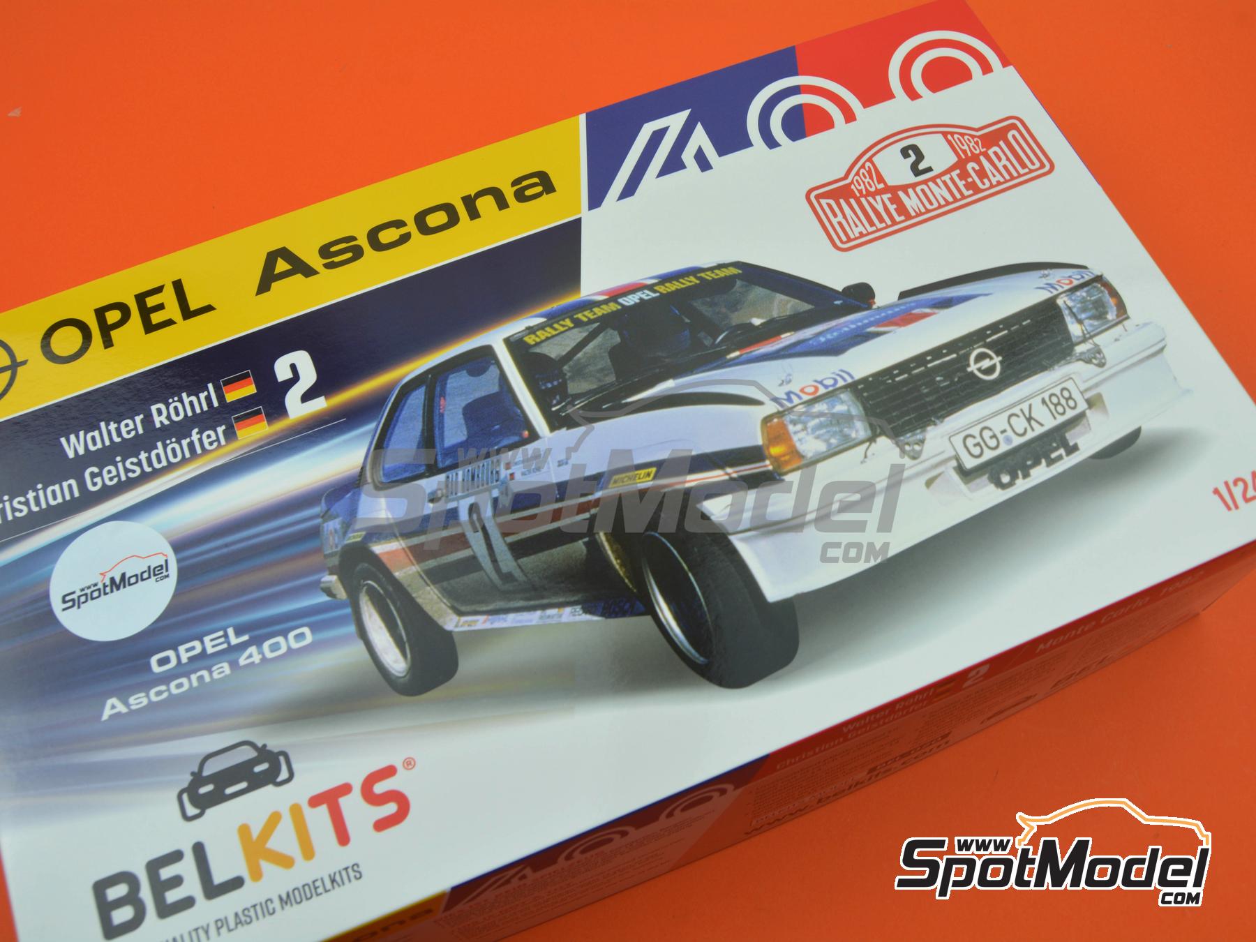 Image 20: Opel Ascona 400 Rothmans Opel Rally Team sponsored by Mobil - Monte Carlo Rally - Rallye Automobile de Monte-Carlo 1982 | Car scale model kit in 1/24 scale manufactured by Belkits (ref.&nbsp;BEL020, also 4545782089295 and BEL-020)
