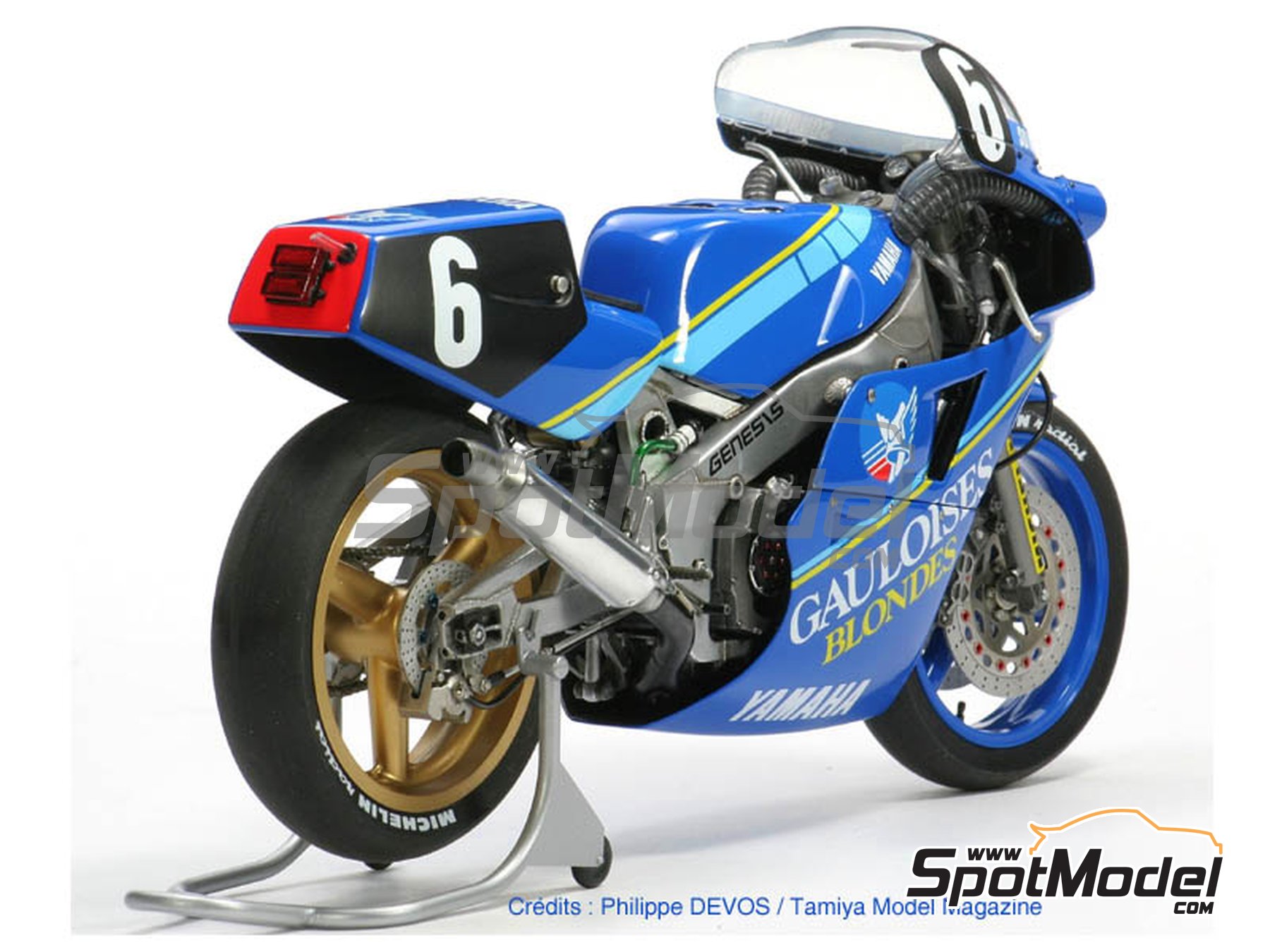 Image 2: Yamaha FZR750 Sonauto Team sponsored by Gauloises - 24 Hours Bol d'Or 1985 | Marking / livery in 1/12 scale manufactured by Blue Stuff (ref.&nbsp;12-001)