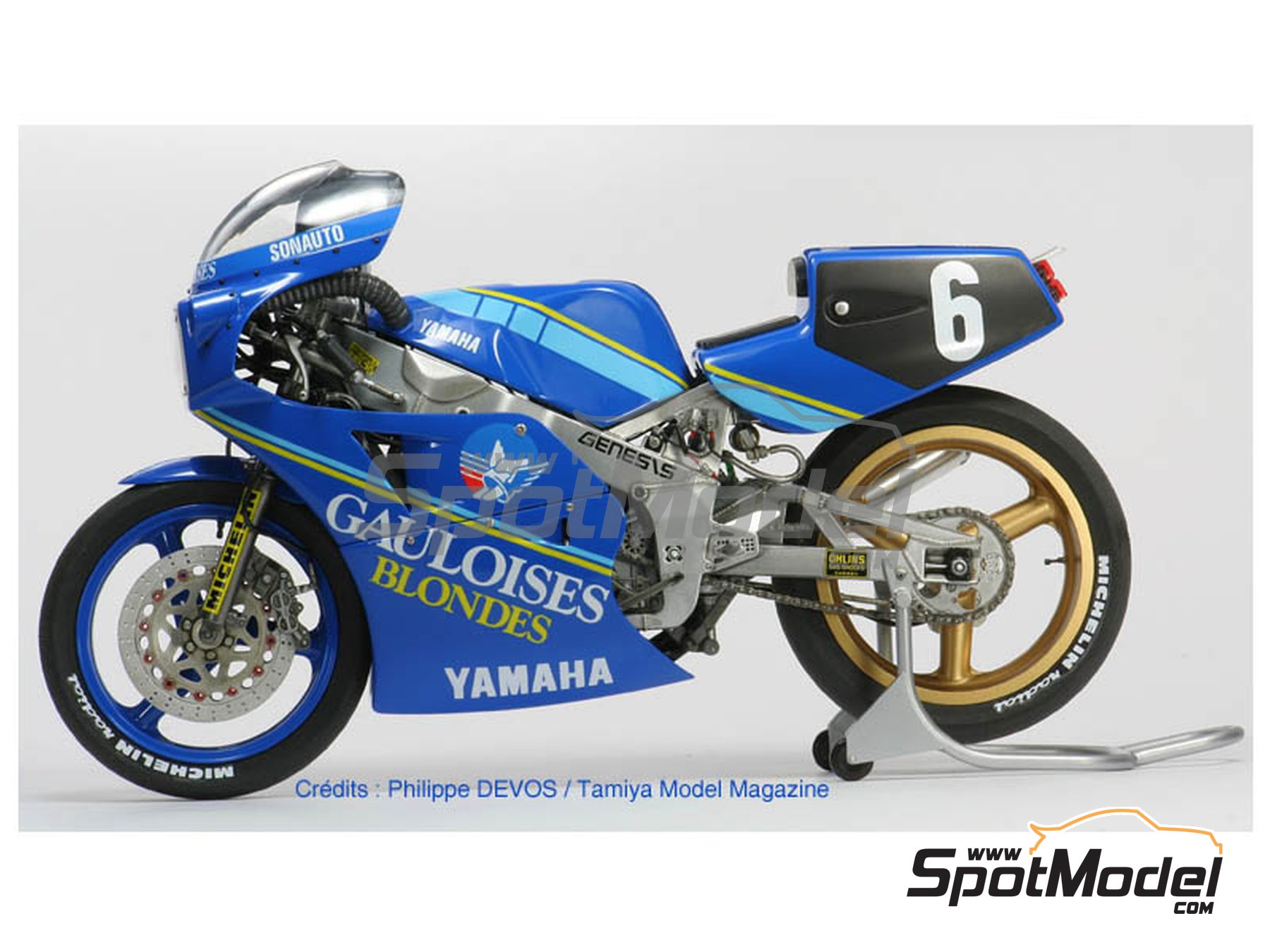 Image 6: Yamaha FZR750 Sonauto Team sponsored by Gauloises - 24 Hours Bol d'Or 1985 | Marking / livery in 1/12 scale manufactured by Blue Stuff (ref.&nbsp;12-001)