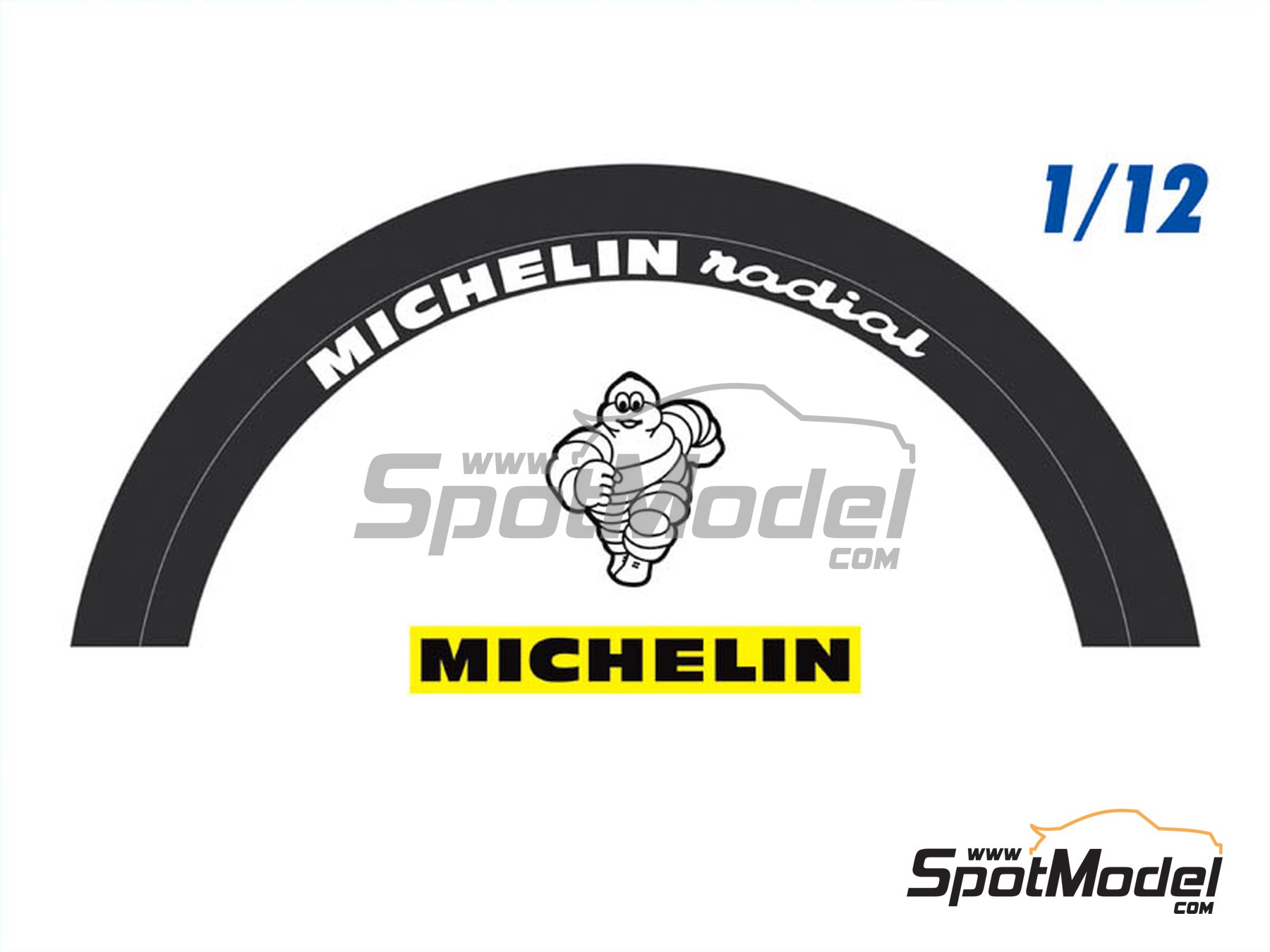 Image 2: Michelin radial -  80s | Logotipos en escala&nbsp;1/12 fabricado por Blue Stuff (ref.&nbsp;12-002)
