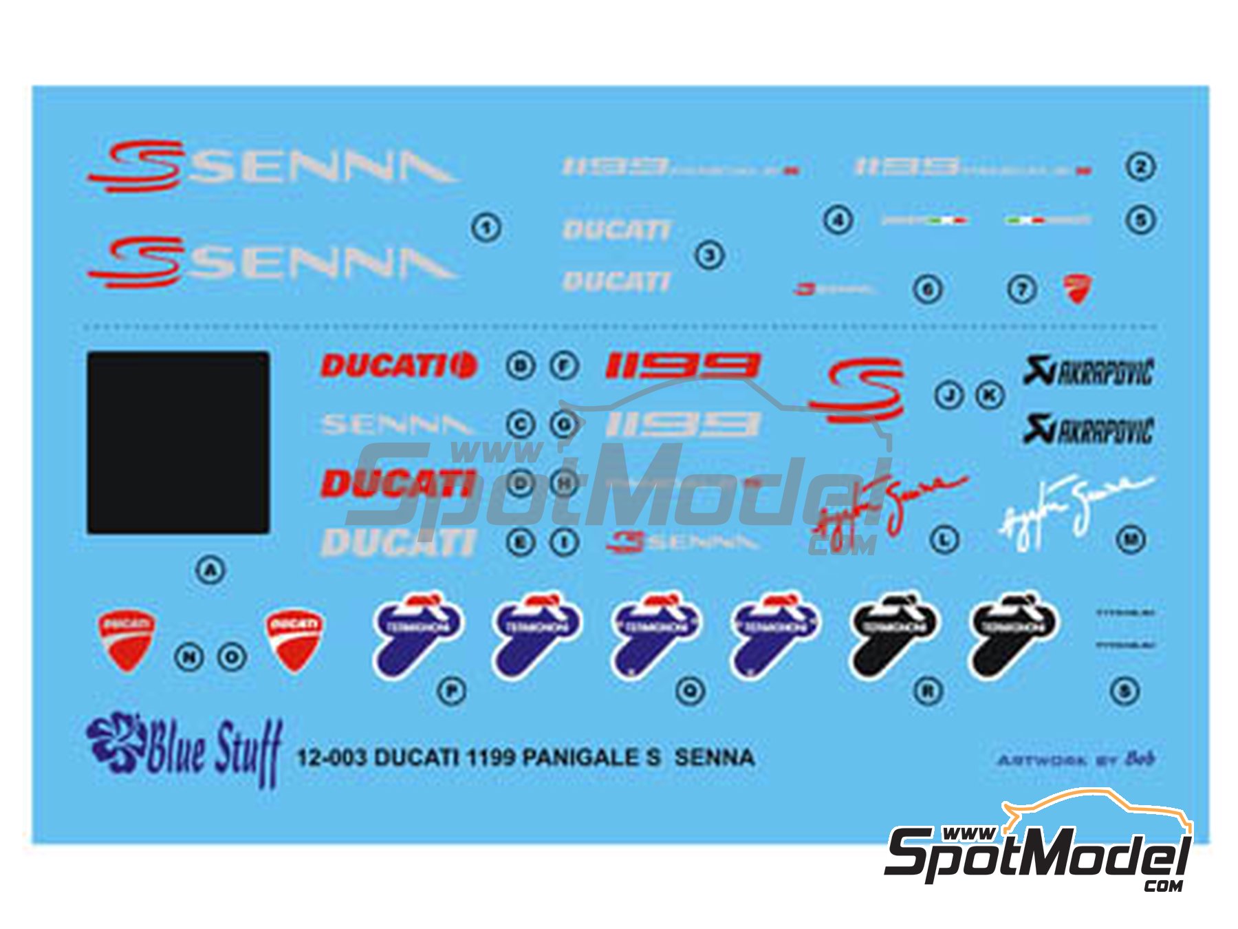 Image 8: Ducati Panigale S Senna | Decoraci&oacute;n en escala&nbsp;1/12 fabricado por Blue Stuff (ref.&nbsp;12-003)