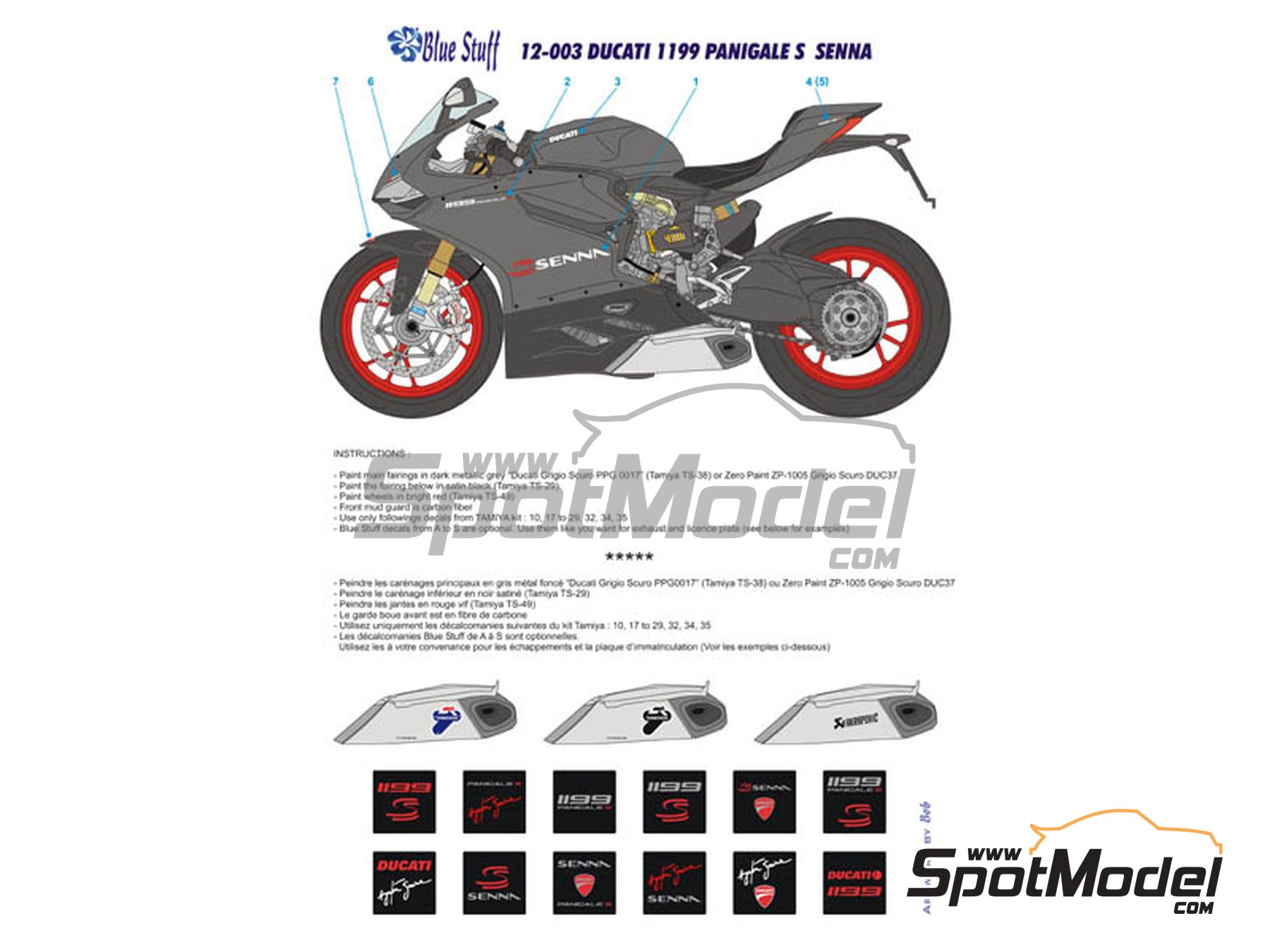Image 9: Ducati Panigale S Senna | Decoraci&oacute;n en escala&nbsp;1/12 fabricado por Blue Stuff (ref.&nbsp;12-003)