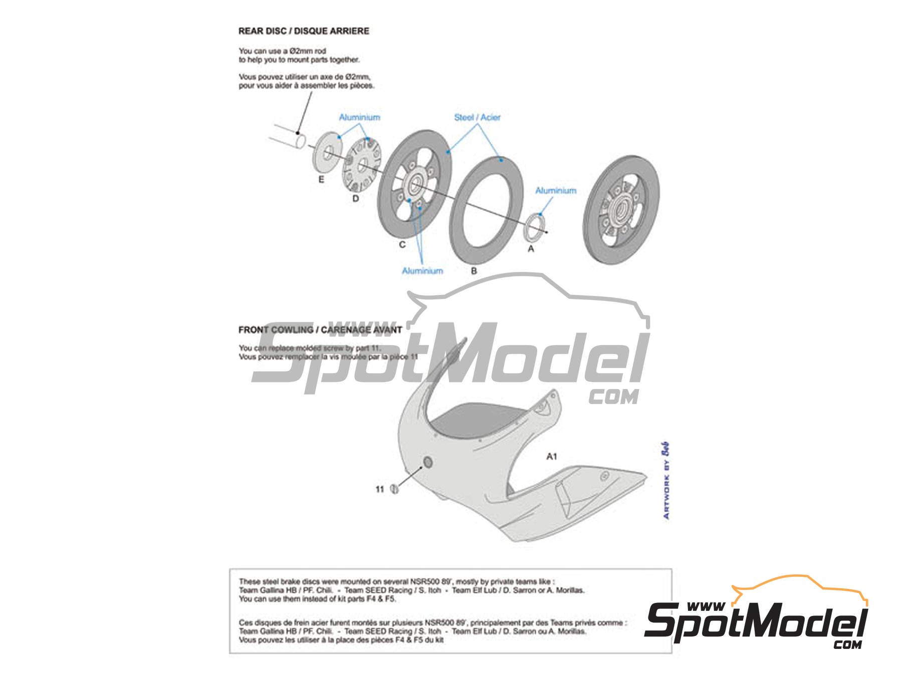 Image 3: Honda NSR500 -  1989 | Detail up set in 1/12 scale manufactured by Blue Stuff (ref.&nbsp;12-004)