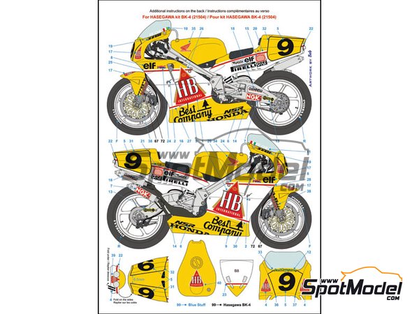 Image 4: Honda NSR500 Gallina Team sponsored by HB International - Motorcycle World Championship 1989 | Marking / livery in 1/12 scale manufactured by Blue Stuff (ref. 12-005)