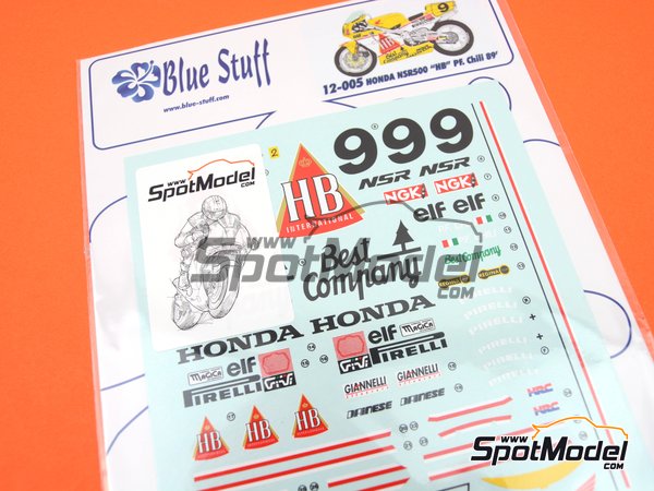 Image 7: Honda NSR500 Gallina Team sponsored by HB International - Motorcycle World Championship 1989 | Marking / livery in 1/12 scale manufactured by Blue Stuff (ref. 12-005)
