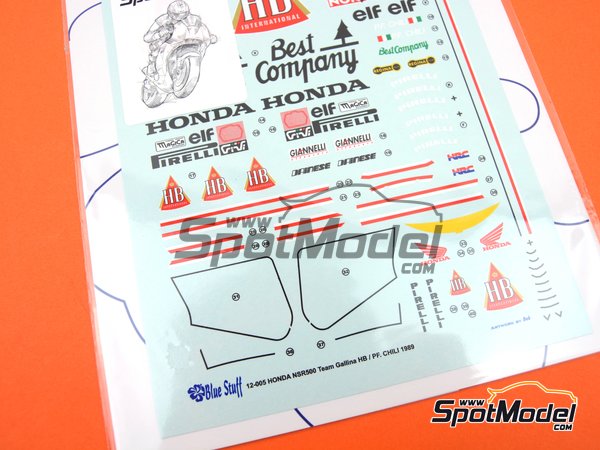 Image 8: Honda NSR500 Gallina Team sponsored by HB International - Motorcycle World Championship 1989 | Marking / livery in 1/12 scale manufactured by Blue Stuff (ref. 12-005)