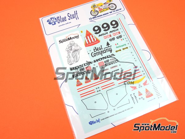 Image 9: Honda NSR500 Gallina Team sponsored by HB International - Motorcycle World Championship 1989 | Marking / livery in 1/12 scale manufactured by Blue Stuff (ref. 12-005)