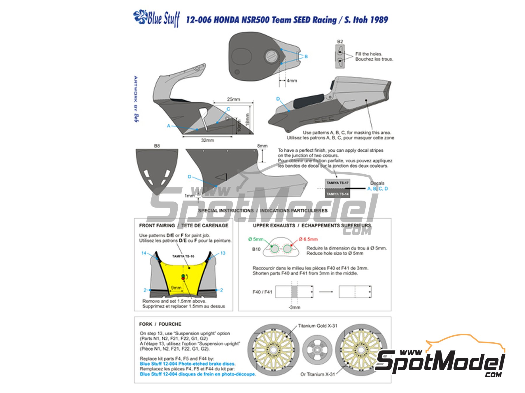 Image 4: Honda NSR500 Seed Racing Team - Suzuka Motorcycle Grand Prix 1989 | Marking / livery in 1/12 scale manufactured by Blue Stuff (ref.&nbsp;12-006)