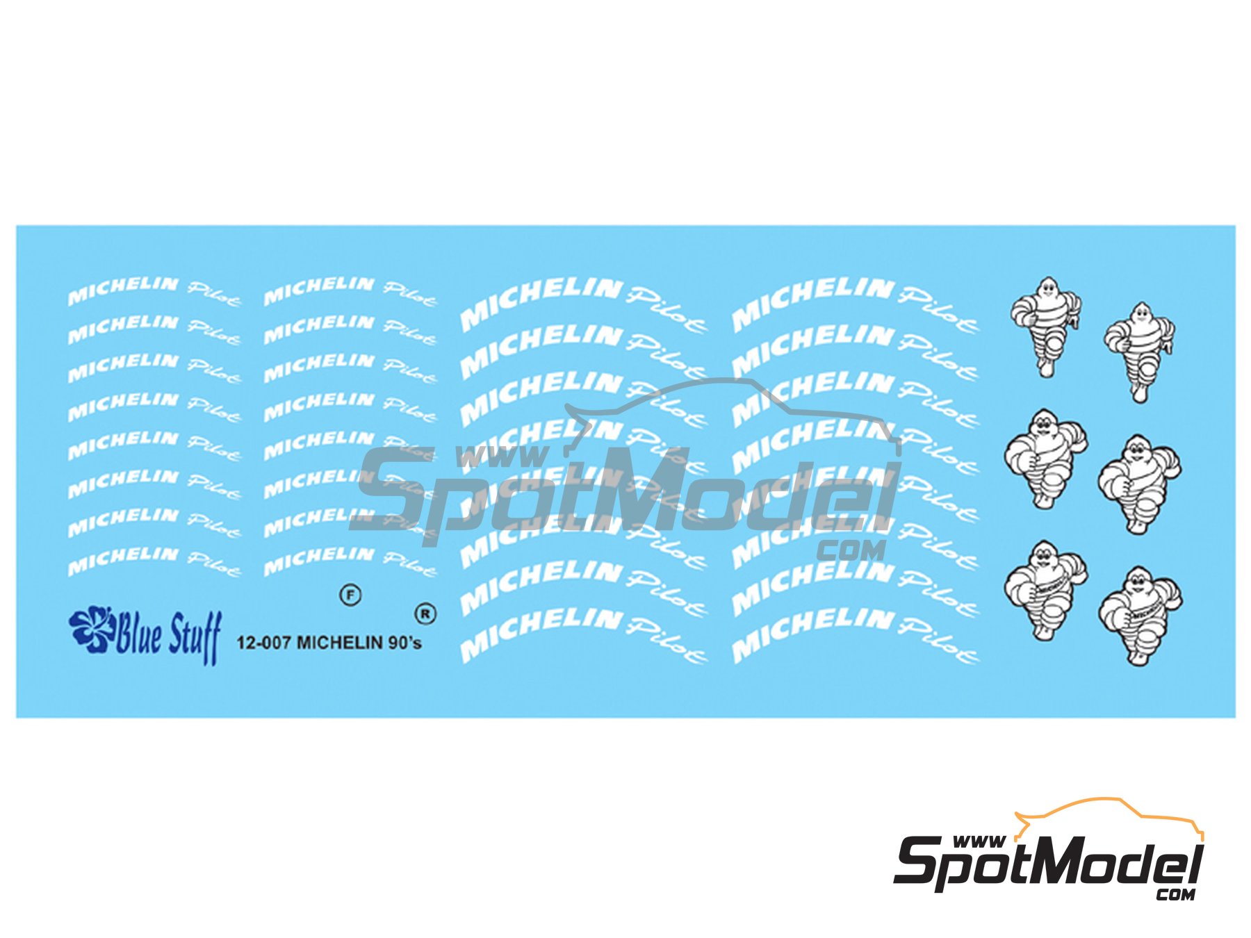 Image 1: Michelin Pilot -  90s | Logotipos en escala 1/12 fabricado por Blue Stuff (ref. 12-007)