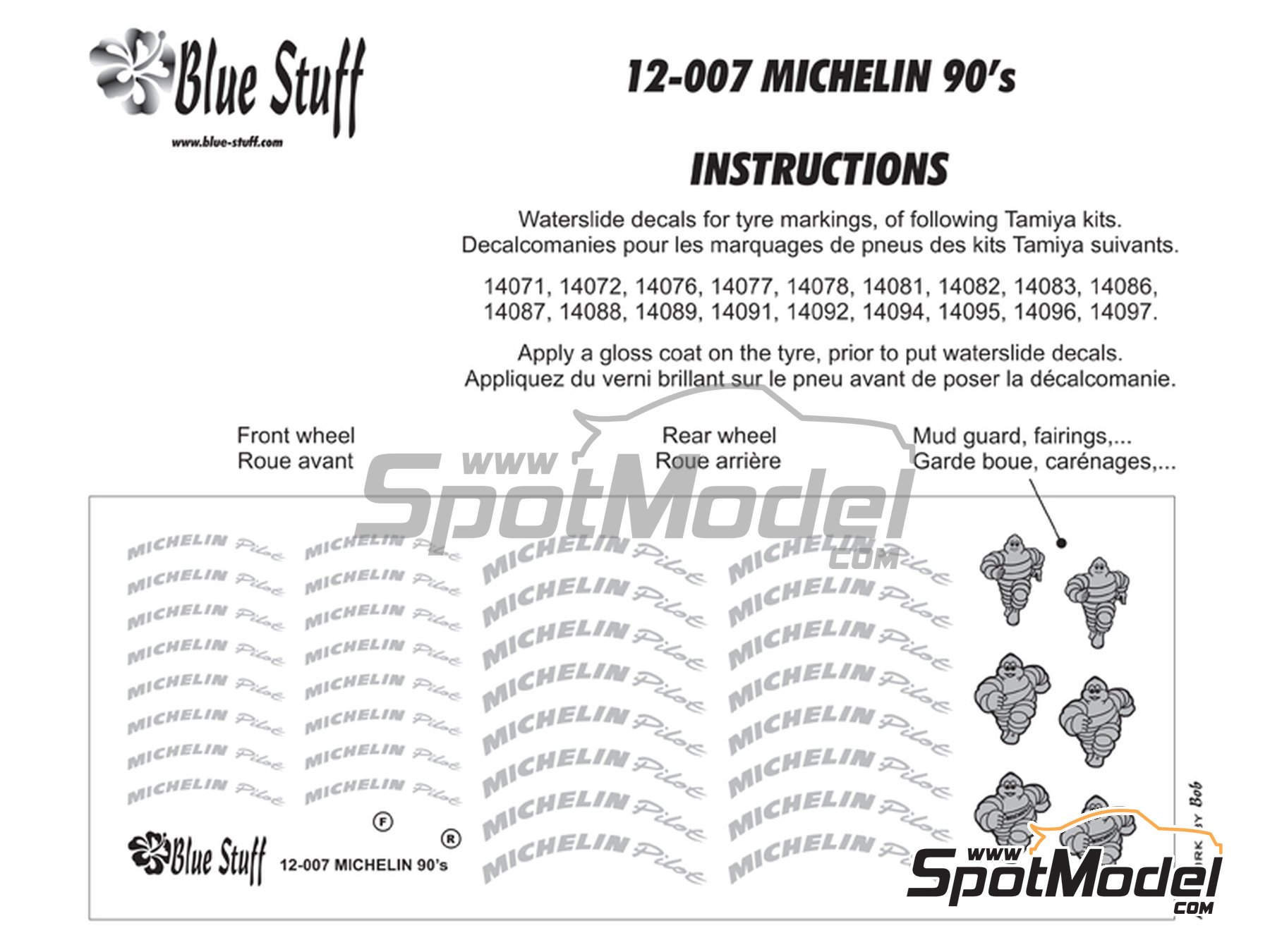 Image 3: Michelin Pilot -  90s | Logotipos en escala 1/12 fabricado por Blue Stuff (ref. 12-007)