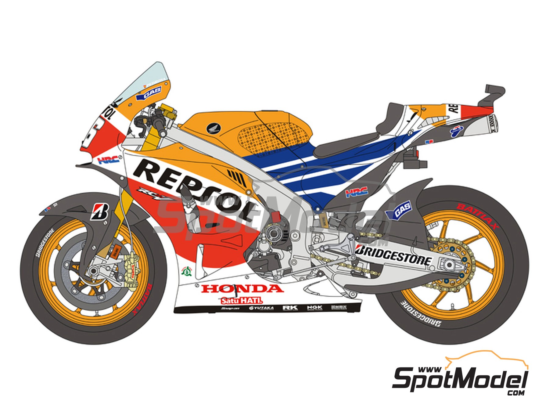 1/12 Honda HRC RCV Motorcycle Motor GP Michelin Marking Model Kit Water Decal 