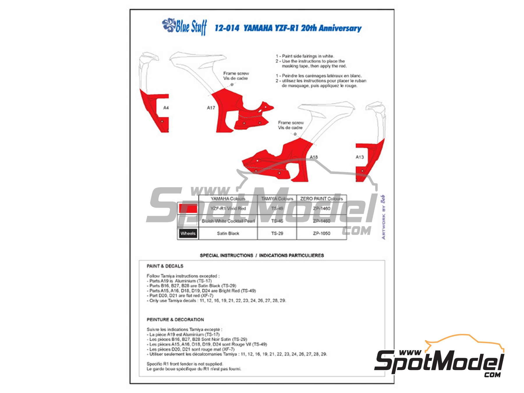 Image 4: Yamaha YZF-R1 20th Anniversary Edition | Marking / livery in 1/12 scale manufactured by Blue Stuff (ref.&nbsp;12-014)