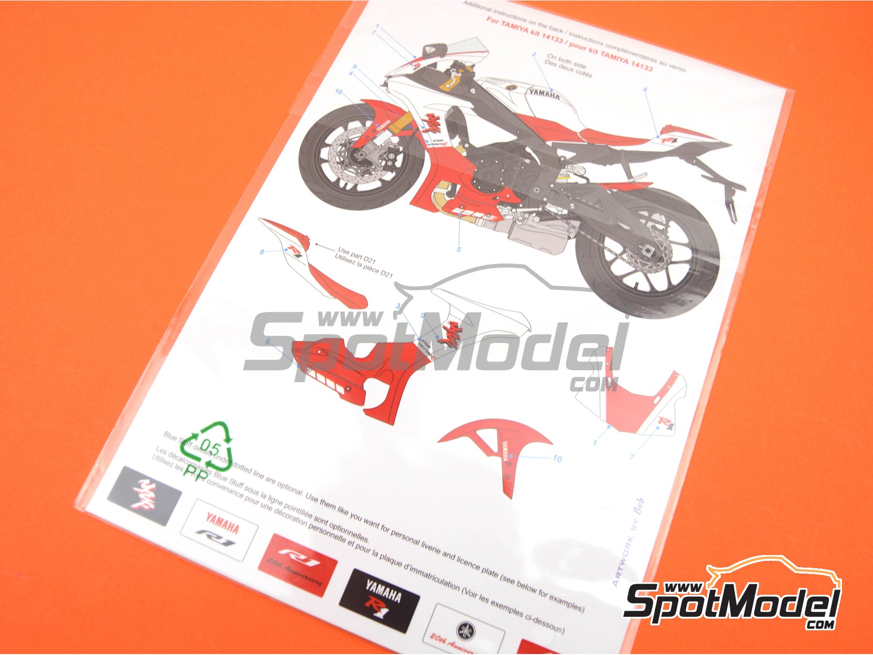Image 8: Yamaha YZF-R1 20th Anniversary Edition | Marking / livery in 1/12 scale manufactured by Blue Stuff (ref.&nbsp;12-014)