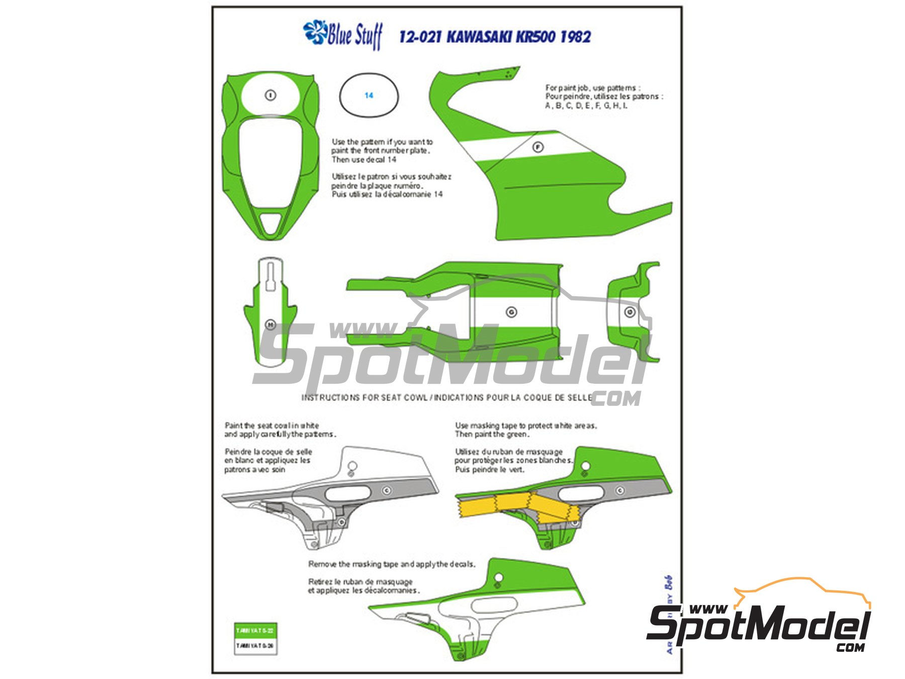 Image 3: Kawasaki KR500 sponsored by Pioneer - Motorcycle World Championship 1982 | Marking / livery in 1/12 scale manufactured by Blue Stuff (ref.&nbsp;12-021)