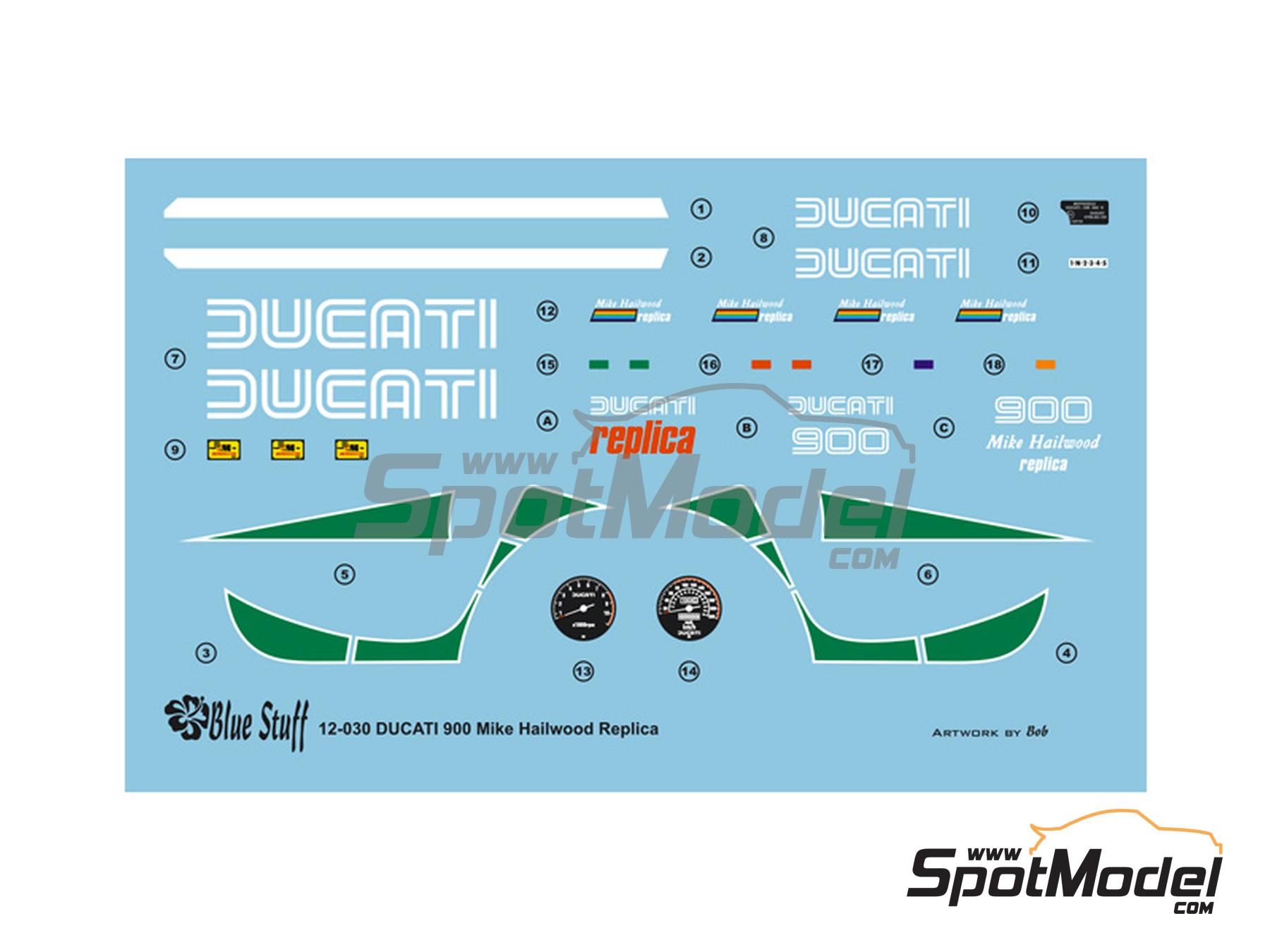 Image 3: Ducati 900 Mike Hailwood Replica | Decoraci&oacute;n en escala&nbsp;1/12 fabricado por Blue Stuff (ref.&nbsp;12-030)