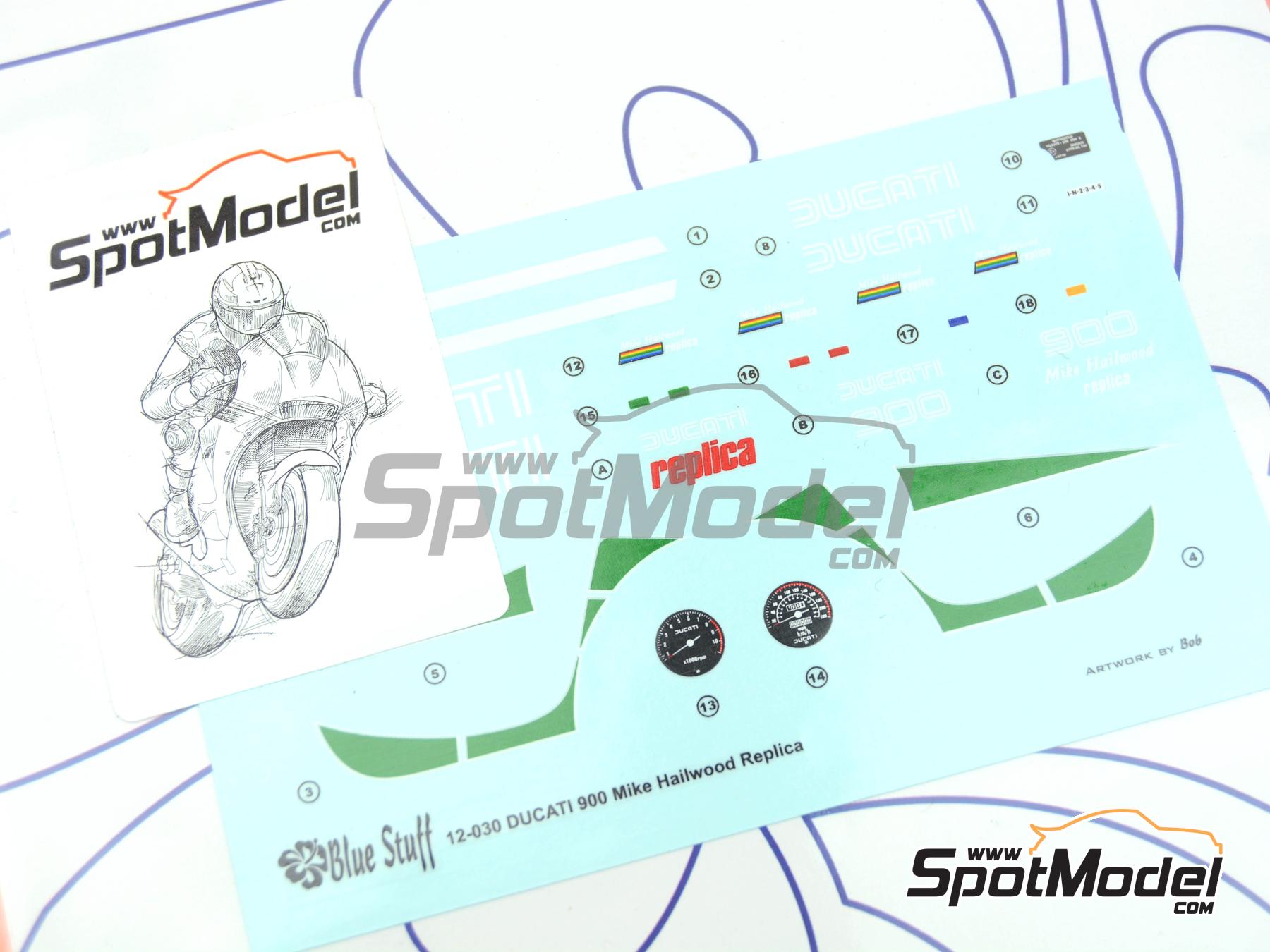 Image 6: Ducati 900 Mike Hailwood Replica | Decoraci&oacute;n en escala&nbsp;1/12 fabricado por Blue Stuff (ref.&nbsp;12-030)