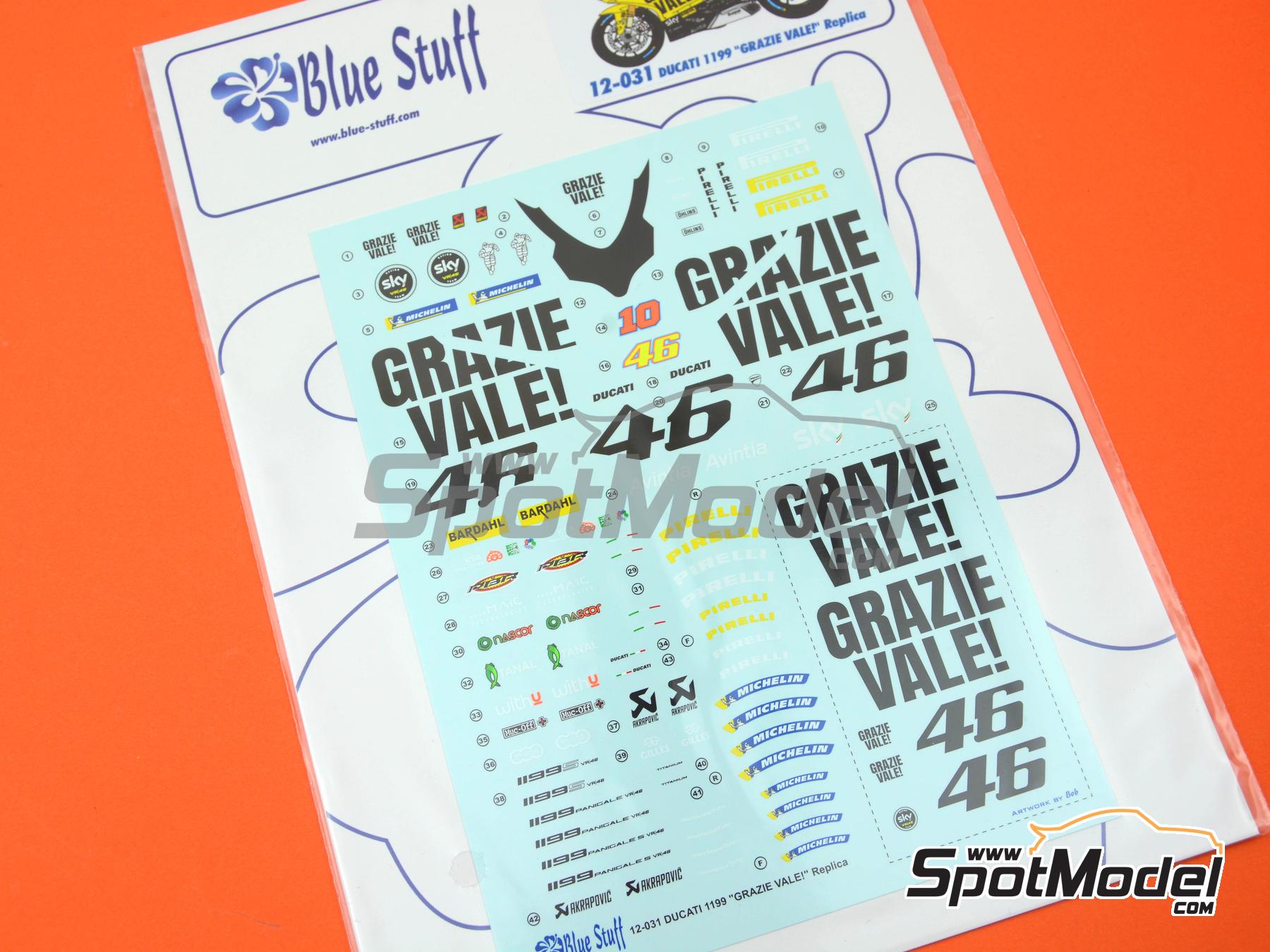 Image 2: Ducati 1199 Panigale patrocinado por GRAZIE VALE! | Decoración en escala 1/12 fabricado por Blue Stuff (ref. 12-031)
