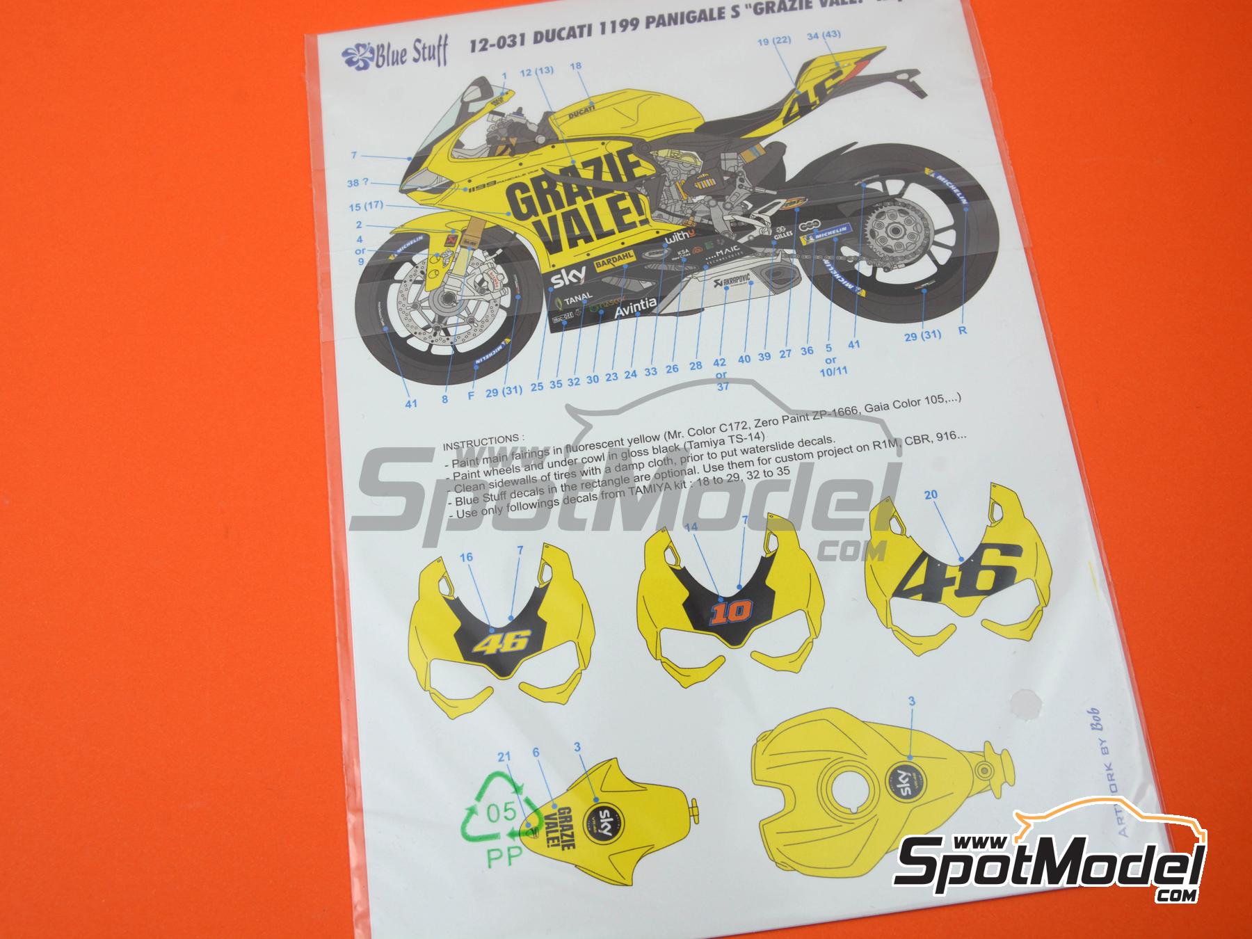 Image 3: Ducati 1199 Panigale patrocinado por GRAZIE VALE! | Decoración en escala 1/12 fabricado por Blue Stuff (ref. 12-031)