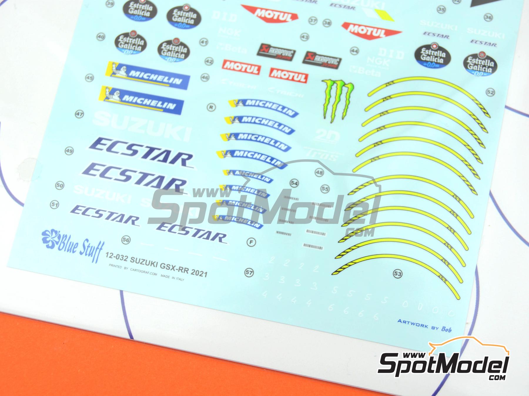 Image 5: Suzuki GSX-RR Equipo Suzuki Ecstar patrocinado por Monster Energy - Campeonato del Mundo de Motociclismo 2021 | Decoraci&oacute;n en escala&nbsp;1/12 fabricado por Blue Stuff (ref.&nbsp;12-032)