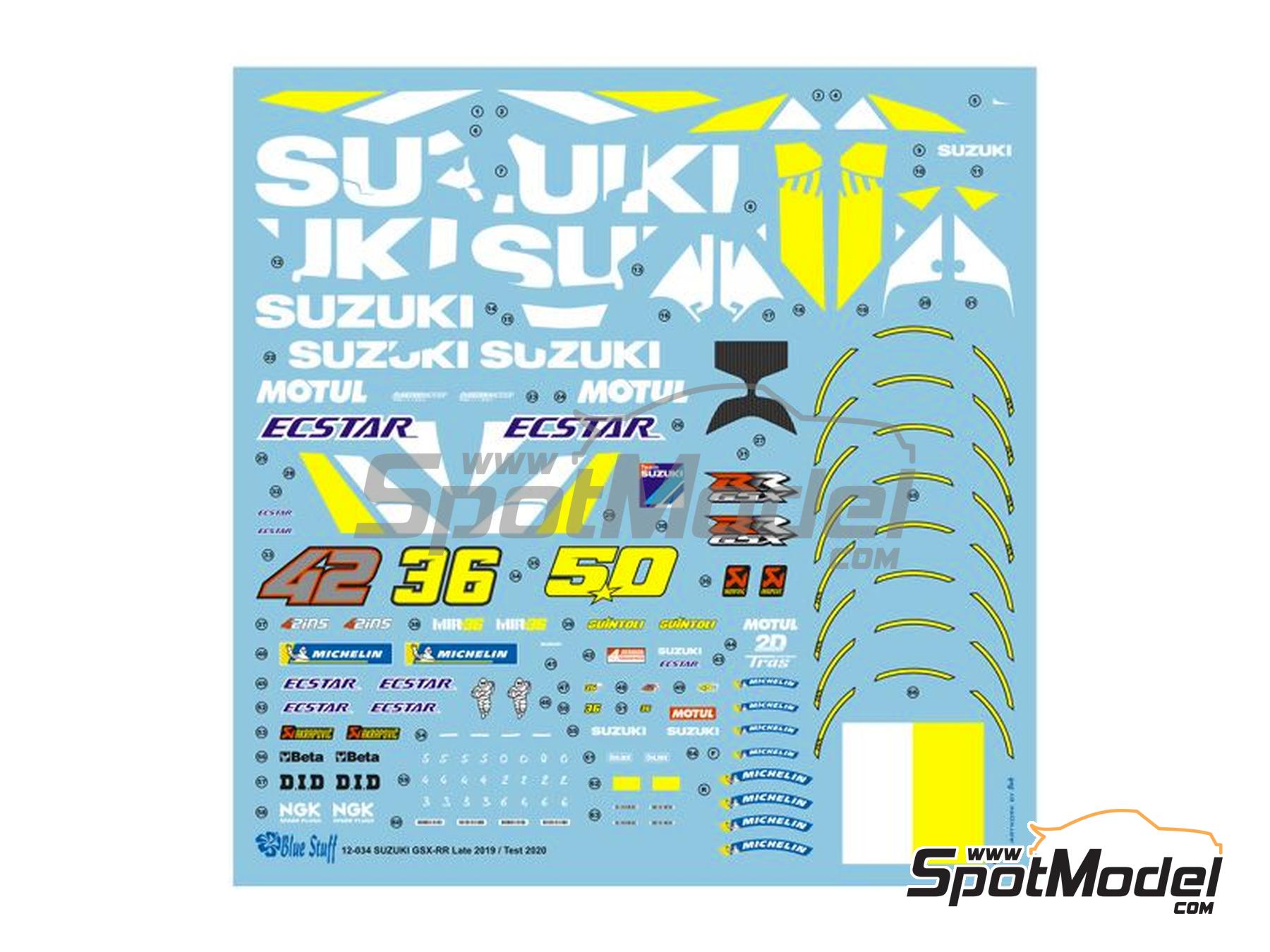 Image 6: Suzuki GSX-RR Suzuki Ecstar Team sponsored by Motul - Moto GP World Championship 2019 and 2020 | Marking / livery in 1/12 scale manufactured by Blue Stuff (ref.&nbsp;12-034)