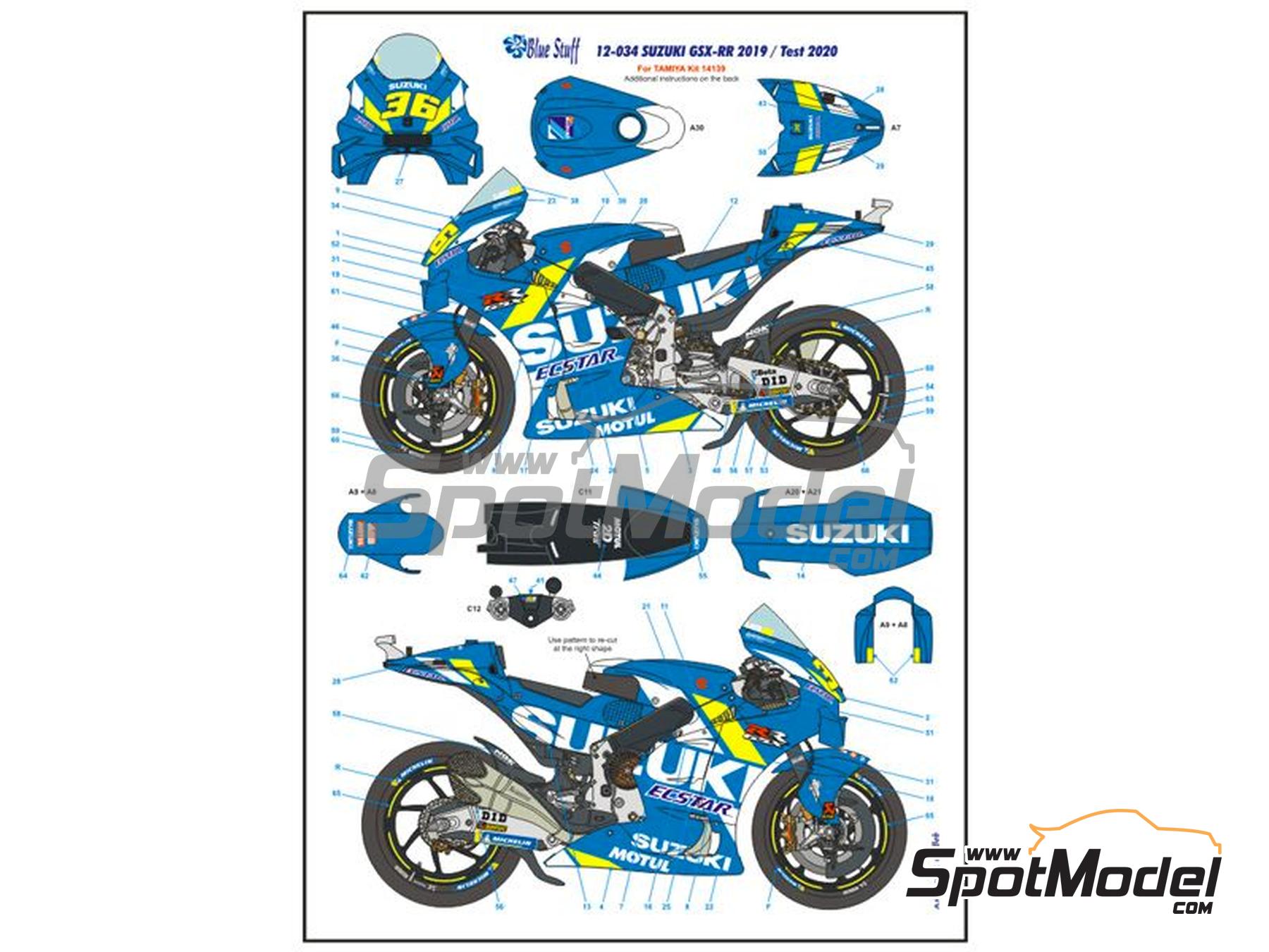 Image 7: Suzuki GSX-RR Suzuki Ecstar Team sponsored by Motul - Moto GP World Championship 2019 and 2020 | Marking / livery in 1/12 scale manufactured by Blue Stuff (ref.&nbsp;12-034)
