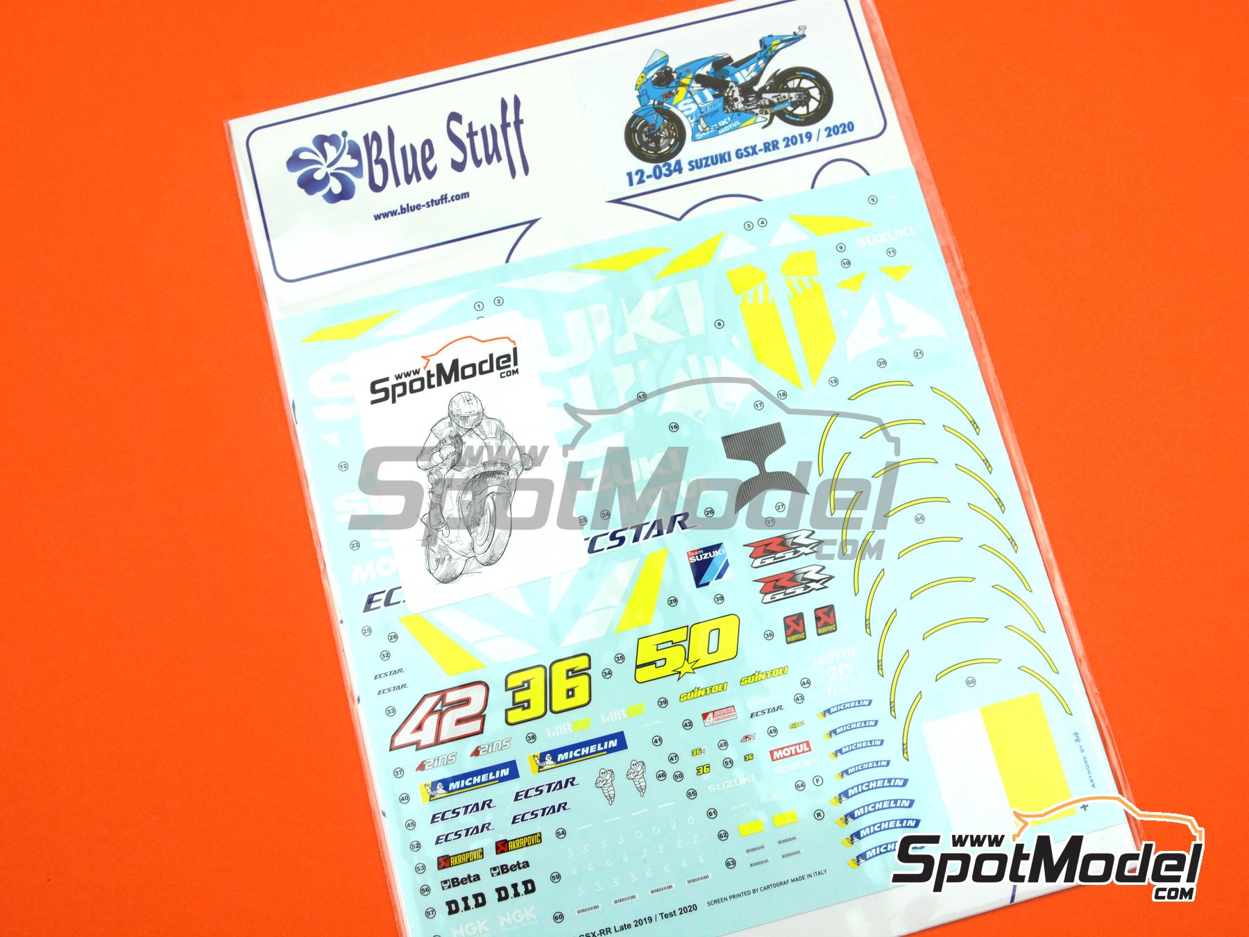 Image 10: Suzuki GSX-RR Suzuki Ecstar Team sponsored by Motul - Moto GP World Championship 2019 and 2020 | Marking / livery in 1/12 scale manufactured by Blue Stuff (ref.&nbsp;12-034)