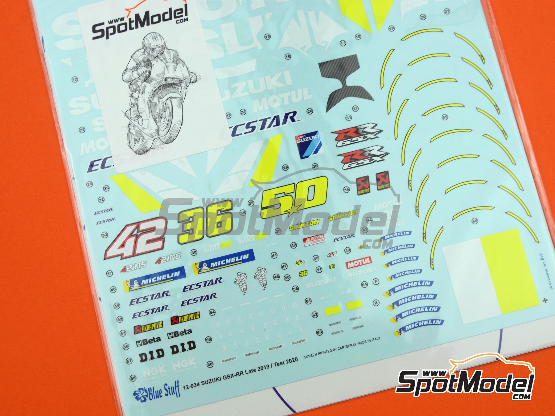 Image 11: Suzuki GSX-RR Suzuki Ecstar Team sponsored by Motul - Moto GP World Championship 2019 and 2020 | Marking / livery in 1/12 scale manufactured by Blue Stuff (ref.&nbsp;12-034)