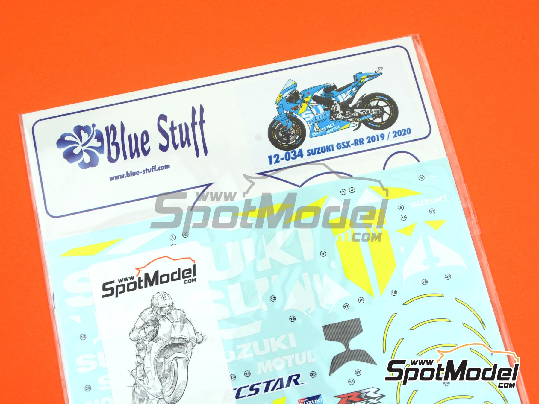 Image 12: Suzuki GSX-RR Suzuki Ecstar Team sponsored by Motul - Moto GP World Championship 2019 and 2020 | Marking / livery in 1/12 scale manufactured by Blue Stuff (ref.&nbsp;12-034)