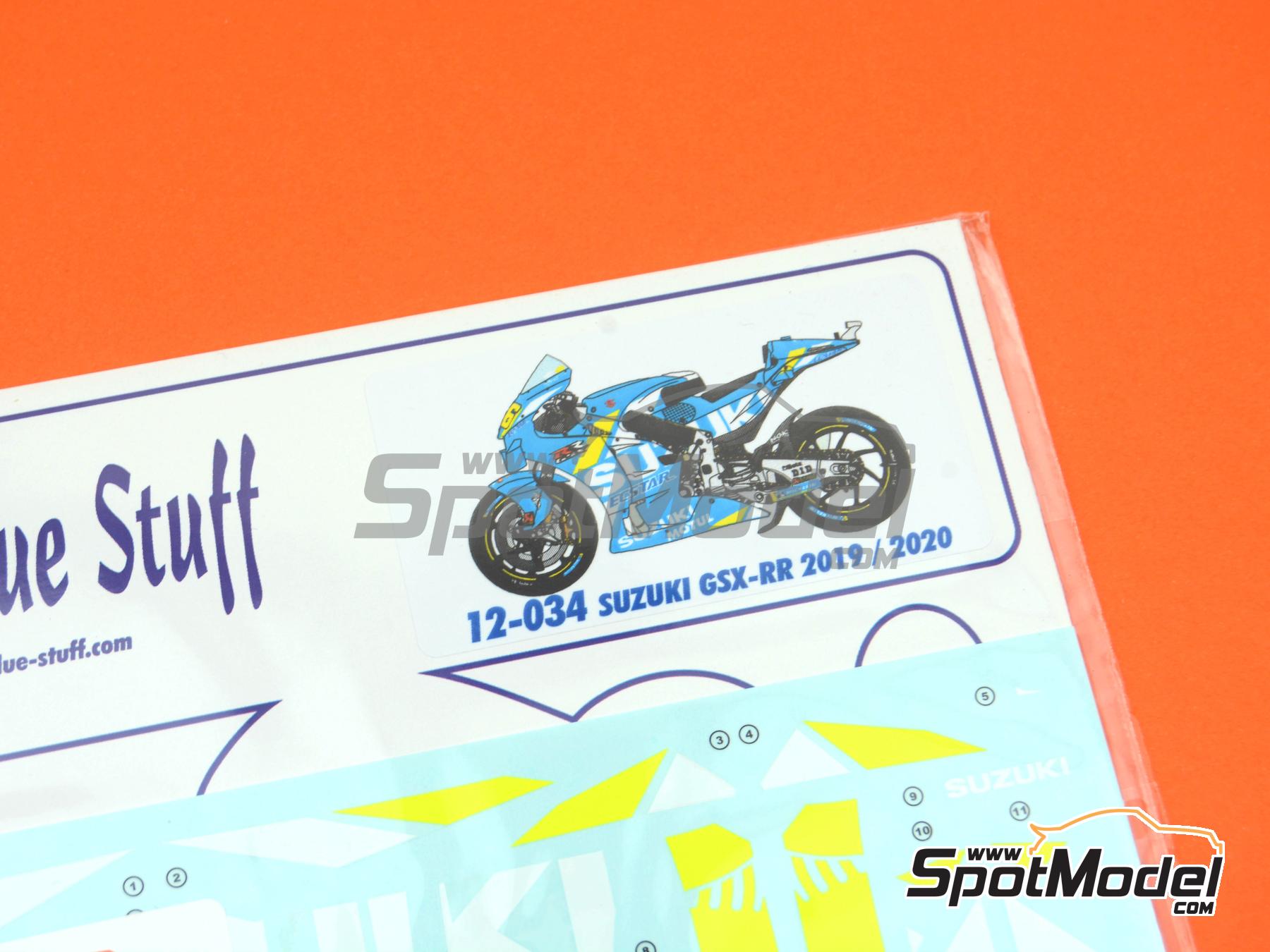 Image 13: Suzuki GSX-RR Suzuki Ecstar Team sponsored by Motul - Moto GP World Championship 2019 and 2020 | Marking / livery in 1/12 scale manufactured by Blue Stuff (ref.&nbsp;12-034)