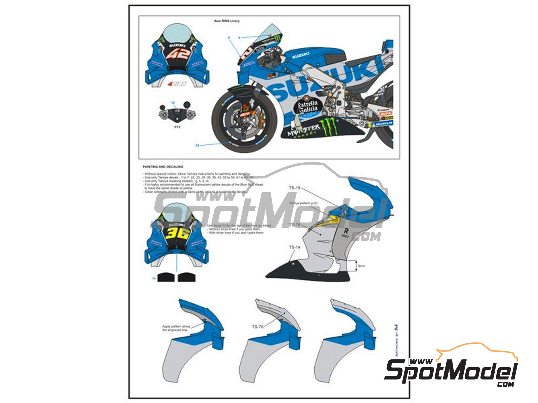 Image 8: Suzuki GSX-RR Suzuki Ecstar Team sponsored by Estrella Galicia - Moto GP World Championship 2022 | Marking / livery in 1/12 scale manufactured by Blue Stuff (ref.&nbsp;12-036)