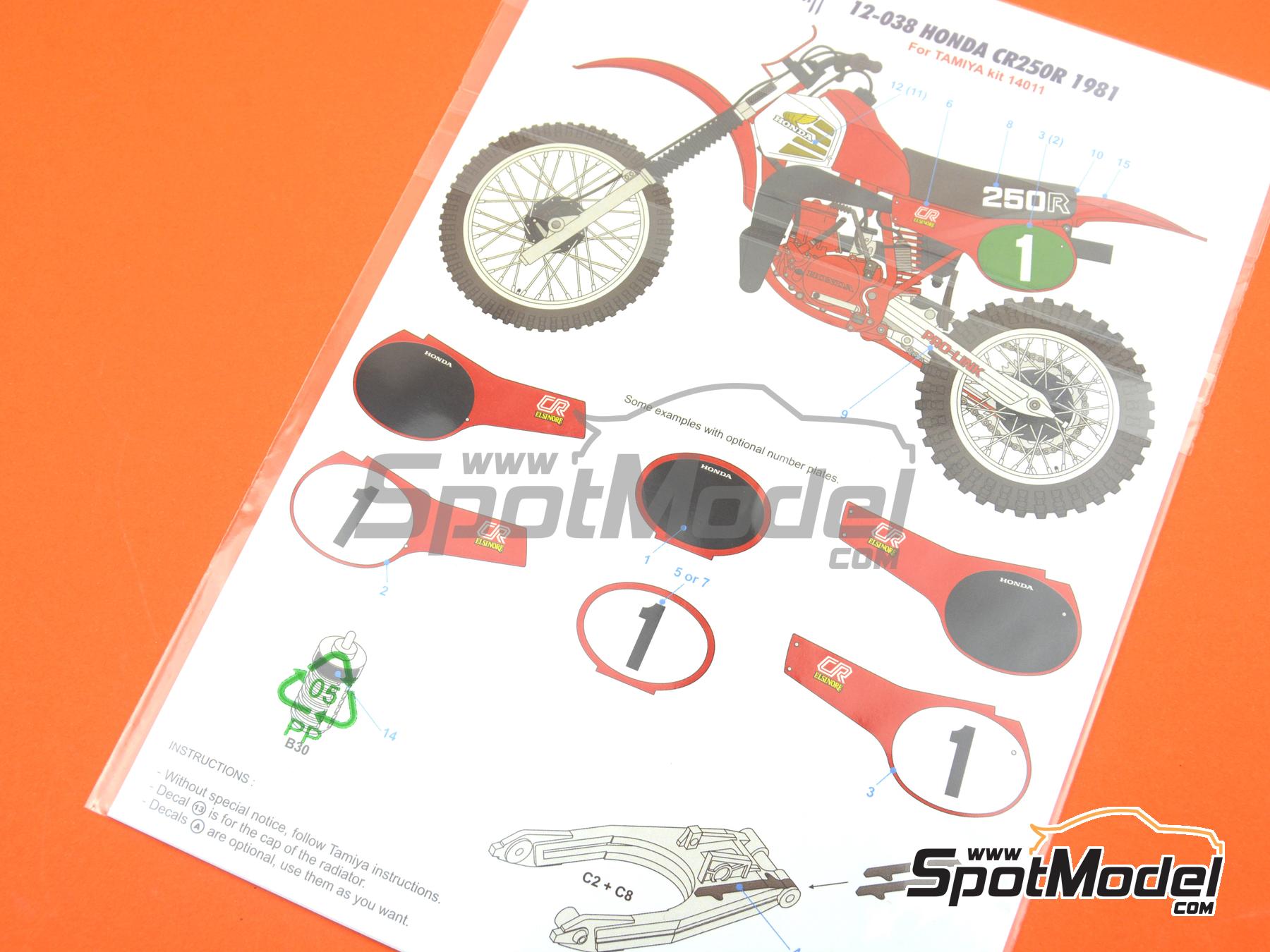 Image 8: Honda CR250R -  1981 | Decoración en escala 1/12 fabricado por Blue Stuff (ref. 12-038)