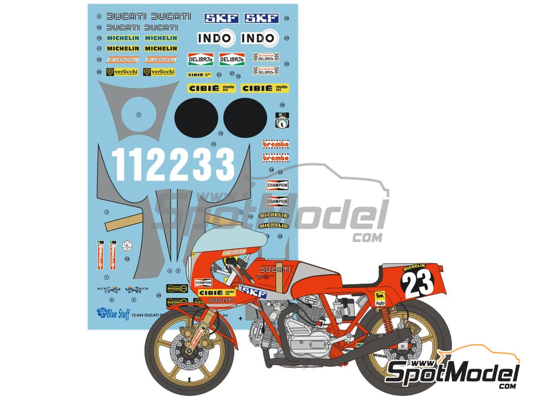 Image 1: Ducati 900 NCR Racer Nepoti Caracchi Racing Team | Marking / livery in 1/12 scale manufactured by Blue Stuff (ref.&nbsp;12-043)