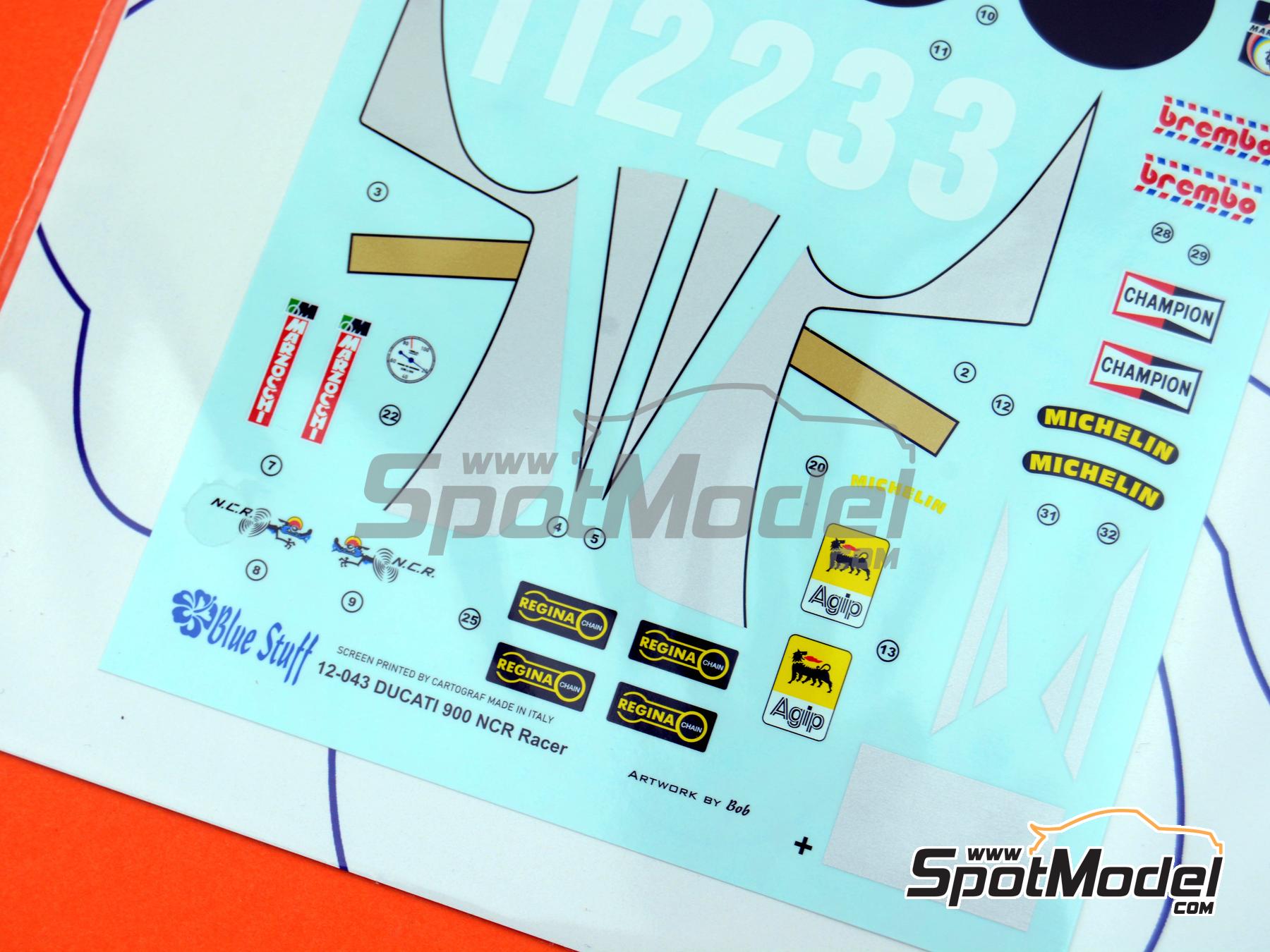 Image 5: Ducati 900 NCR Racer Nepoti Caracchi Racing Team | Marking / livery in 1/12 scale manufactured by Blue Stuff (ref.&nbsp;12-043)