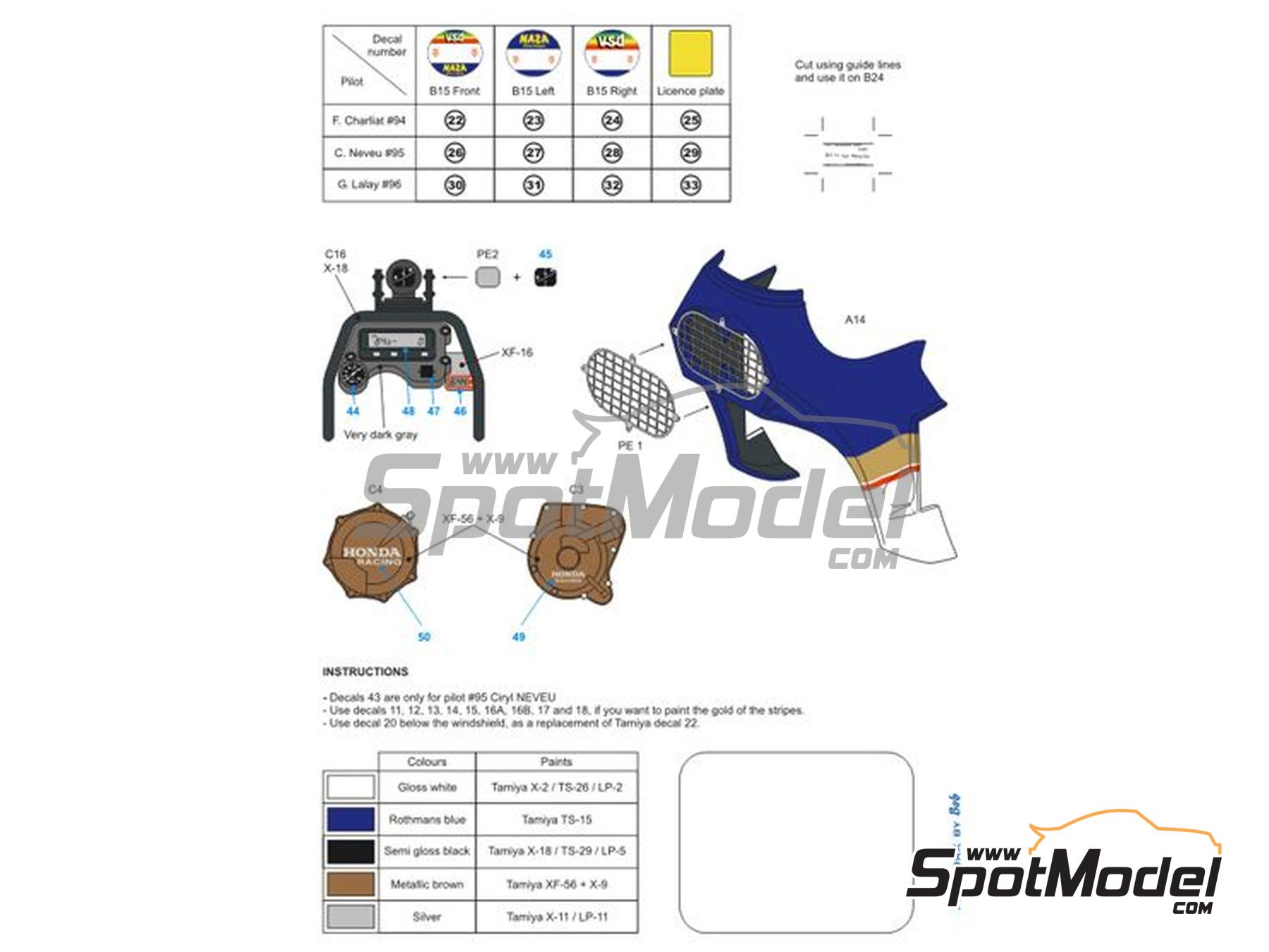 Image 6: Honda NXR750 Equipo HRC patrocinado por Rothmans - Rally Paris Dakar 1986 | Decoraci&oacute;n en escala&nbsp;1/12 fabricado por Blue Stuff (ref.&nbsp;12-046)