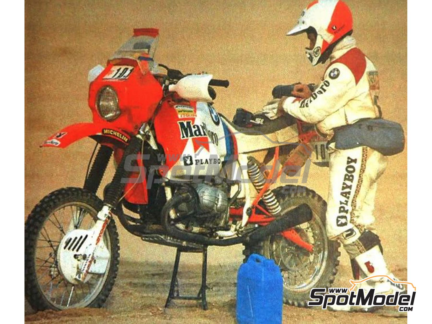 Image 3: Piloto BMW R80G/S patrocinado por Marlboro, Playboy - Rally Paris Dakar 1985 | Decoraci&oacute;n en escala&nbsp;1/12 fabricado por Blue Stuff (ref.&nbsp;12-047)