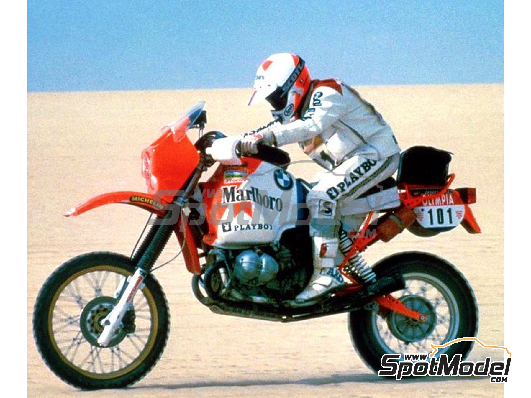 Image 4: Piloto BMW R80G/S patrocinado por Marlboro, Playboy - Rally Paris Dakar 1985 | Decoraci&oacute;n en escala&nbsp;1/12 fabricado por Blue Stuff (ref.&nbsp;12-047)