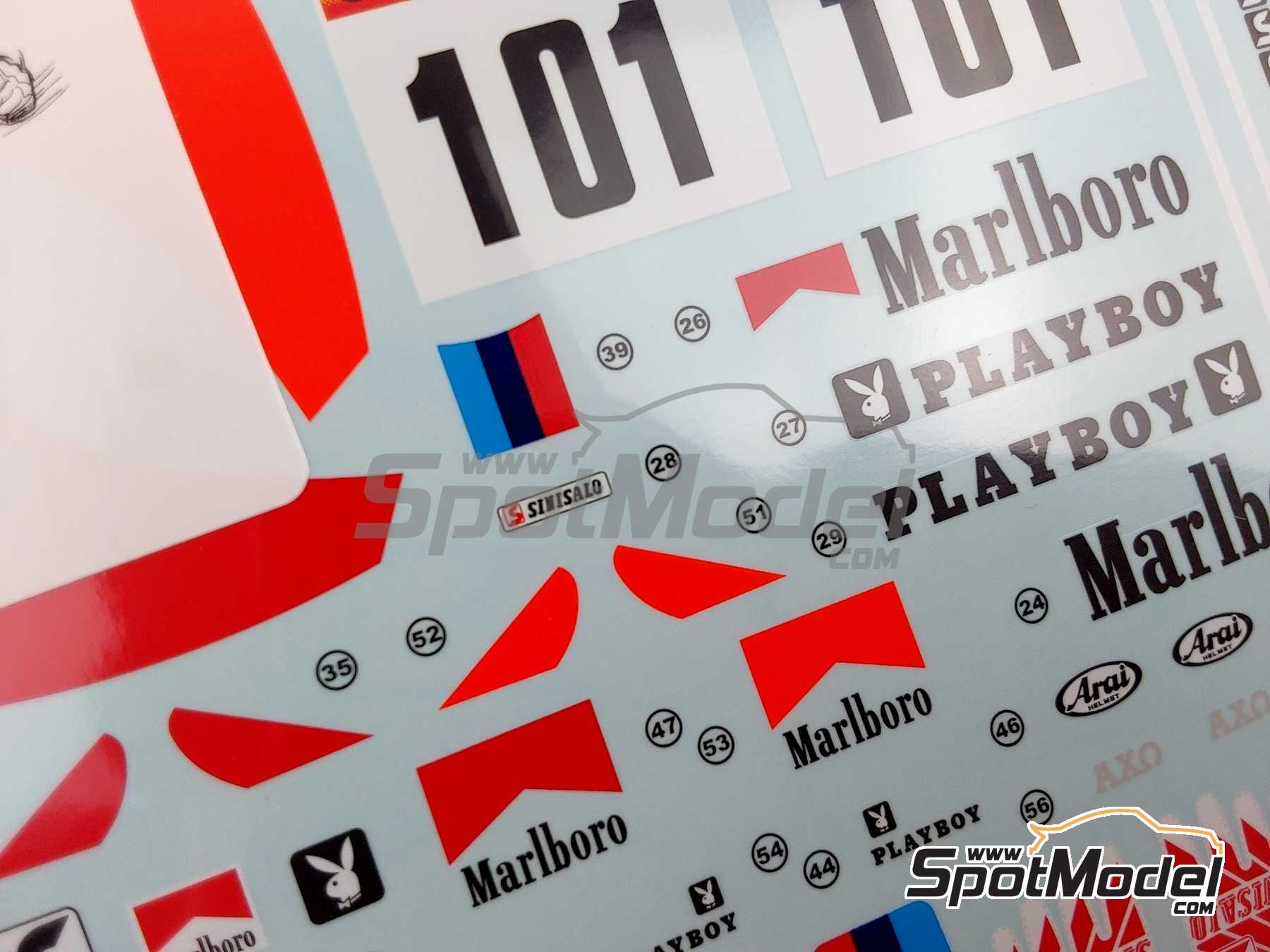 Image 10: Piloto BMW R80G/S patrocinado por Marlboro, Playboy - Rally Paris Dakar 1985 | Decoraci&oacute;n en escala&nbsp;1/12 fabricado por Blue Stuff (ref.&nbsp;12-047)