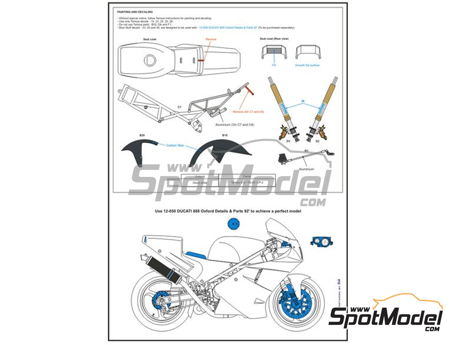 Image 10: Ducati 888 sponsored by Oxford Products - AMA Superbikes Daytona 200 1992 | Marking / livery in 1/12 scale manufactured by Blue Stuff (ref. 12-048)