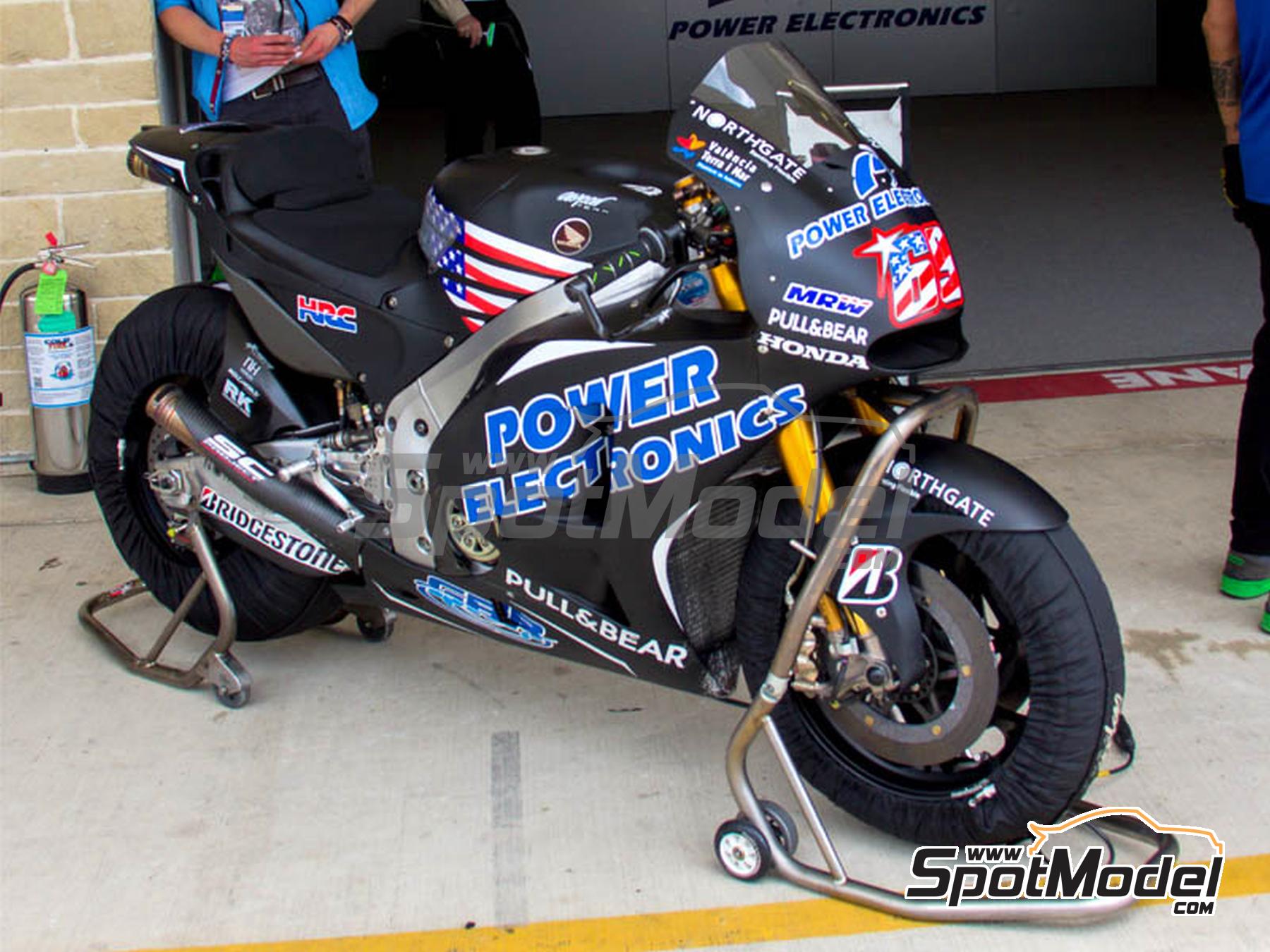 Image 6: Honda RC213V Aspar Team sponsored by Power Electronics - USA Moto GP Grand Prix 2015 | Marking / livery in 1/12 scale manufactured by Blue Stuff (ref.&nbsp;12-054)