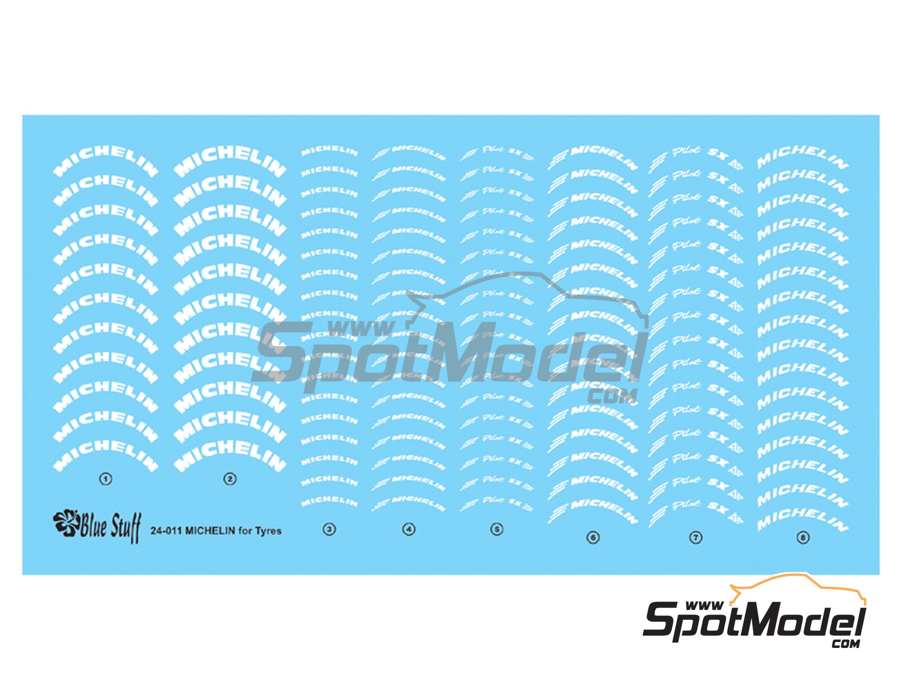 Image 1: Michelin Pilot SX | Logotipos en escala 1/24 fabricado por Blue Stuff (ref. 24-011)