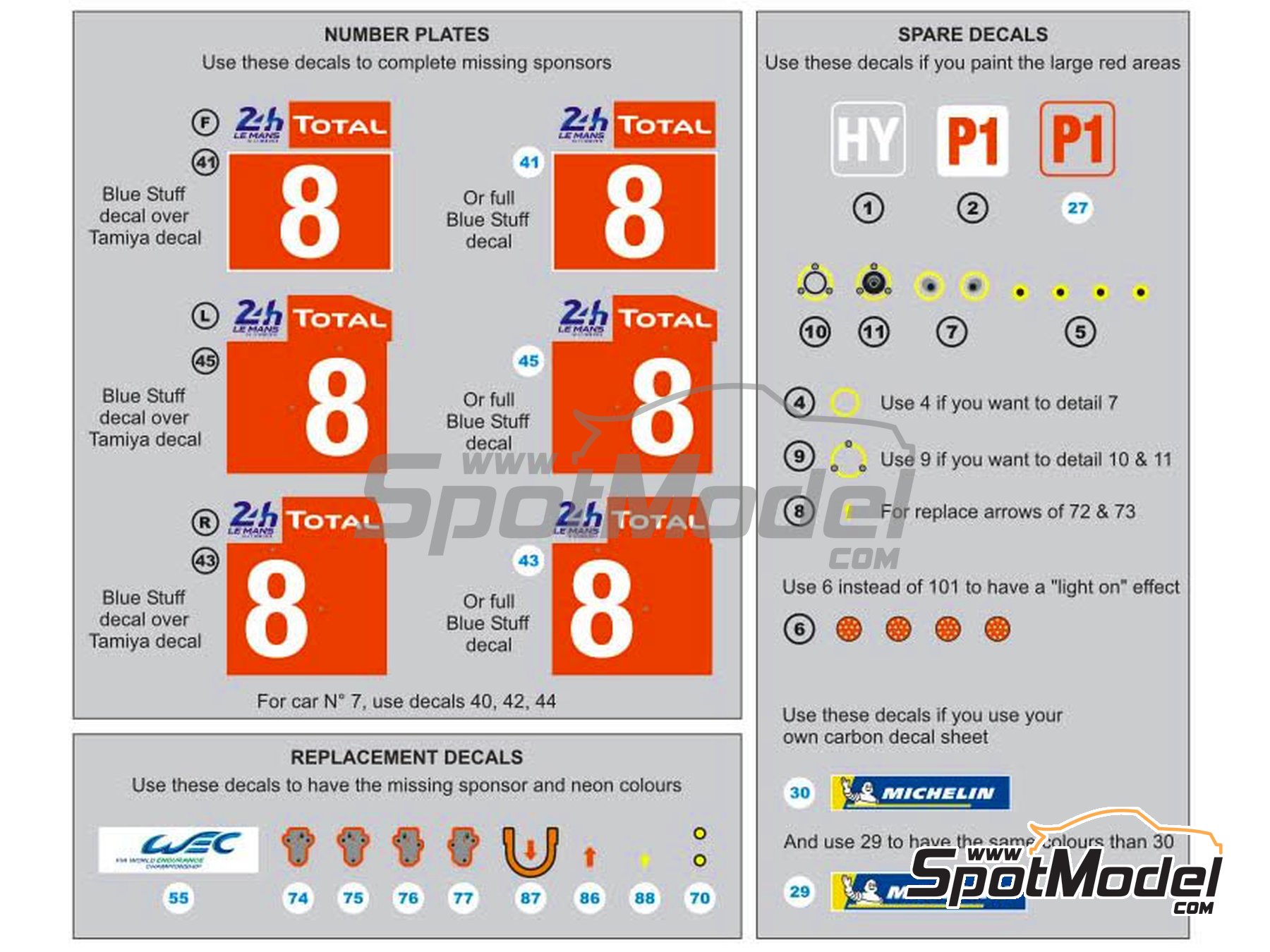 Image 1: Toyota TS050 Hybrid Toyota Gazoo Racing Team - 24 Hours Le Mans 2018 | Marking / livery in 1/24 scale manufactured by Blue Stuff (ref.&nbsp;24-013)