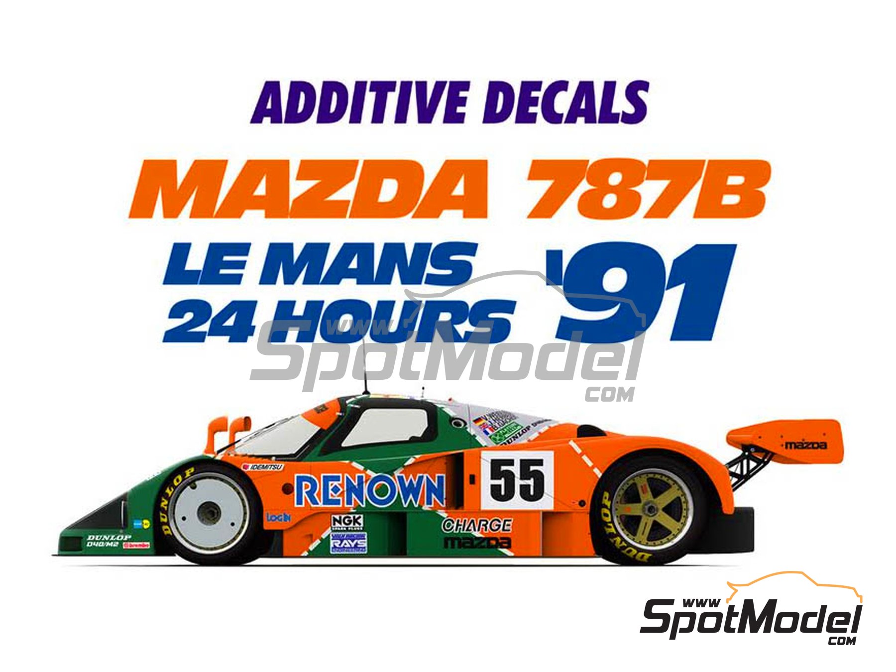 Image 1: Mazda 787B - 24 Hours Le Mans 1991 | Marking / livery in 1/24 scale manufactured by Blue Stuff (ref. 24-014)