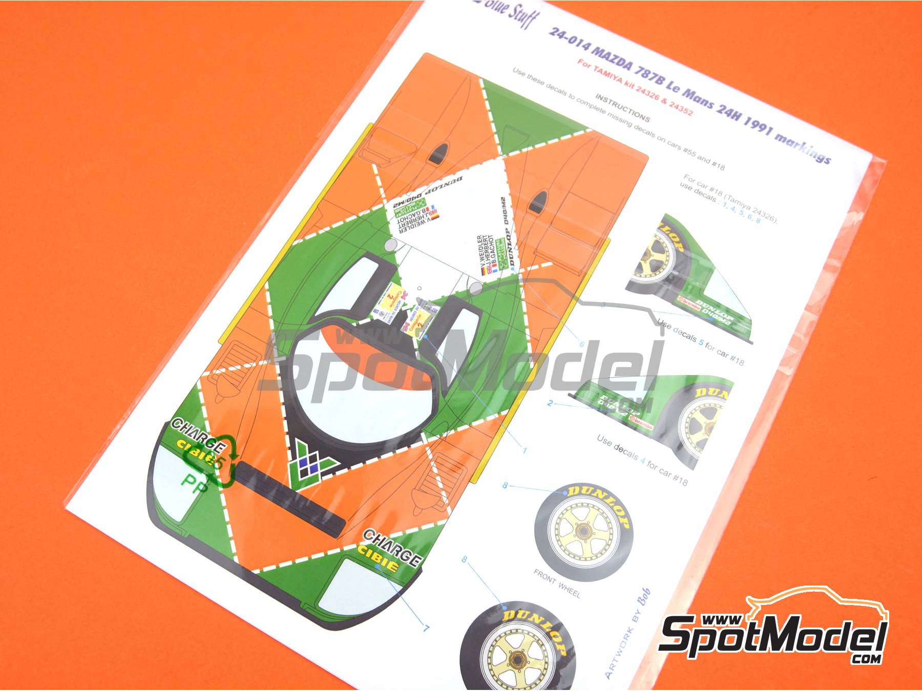 Image 6: Mazda 787B - 24 Hours Le Mans 1991 | Marking / livery in 1/24 scale manufactured by Blue Stuff (ref. 24-014)