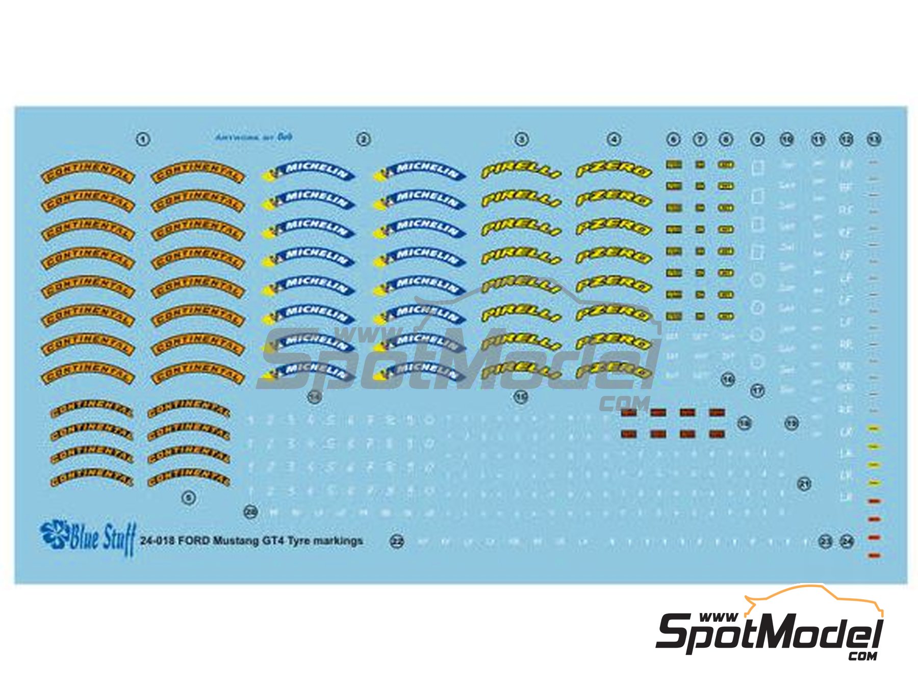 Blue Stuff 24-021: Marking / livery 1/24 scale - Ford Mustang GT4 PF Racing  Team sponsored by Recstuff #41 - Jeff Courtney (US) + Fred Roberts (CA) -  IMSA Michelin Pilot Challenge 2019 - for Tamiya reference TAM24354 (ref.  24-021)