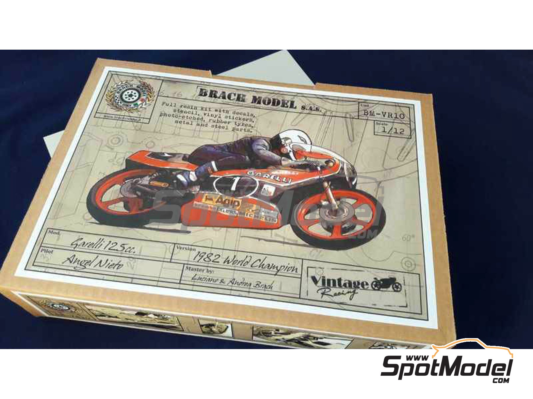 Image 1: Garelli 125cc - Campeonato del Mundo de Motociclismo 1982 | Maqueta de moto en escala 1/12 fabricado por Brach Model (ref. BM-VR10)