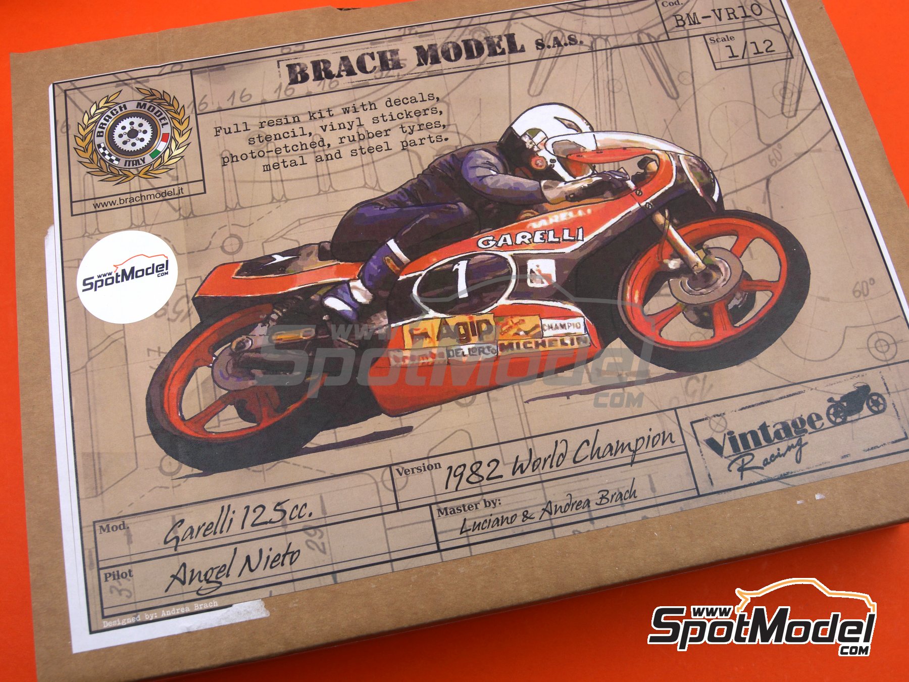 Image 12: Garelli 125cc - Campeonato del Mundo de Motociclismo 1982 | Maqueta de moto en escala 1/12 fabricado por Brach Model (ref. BM-VR10)
